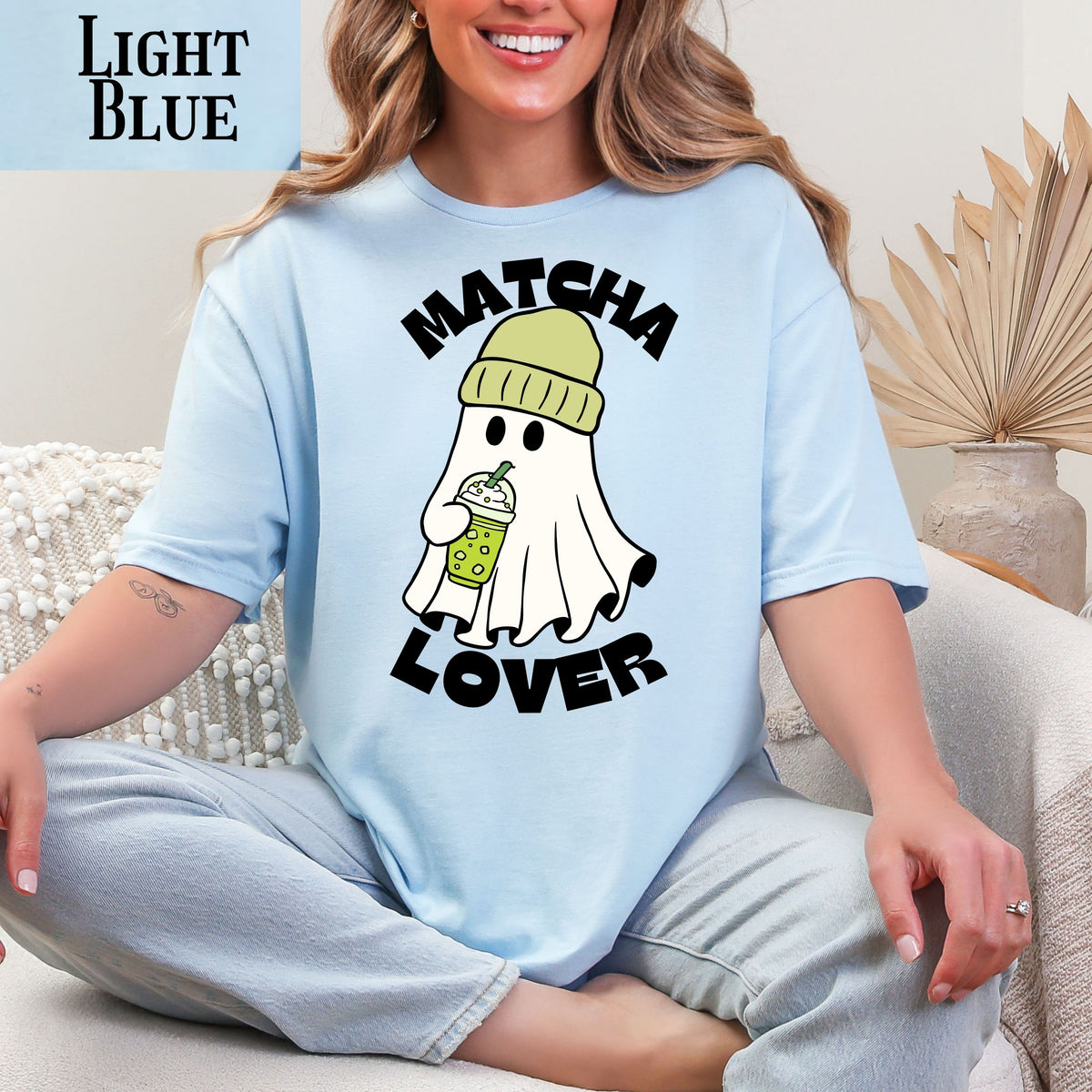 Matcha Lover ghost graphic T-Shirt | Cute matcha tea design