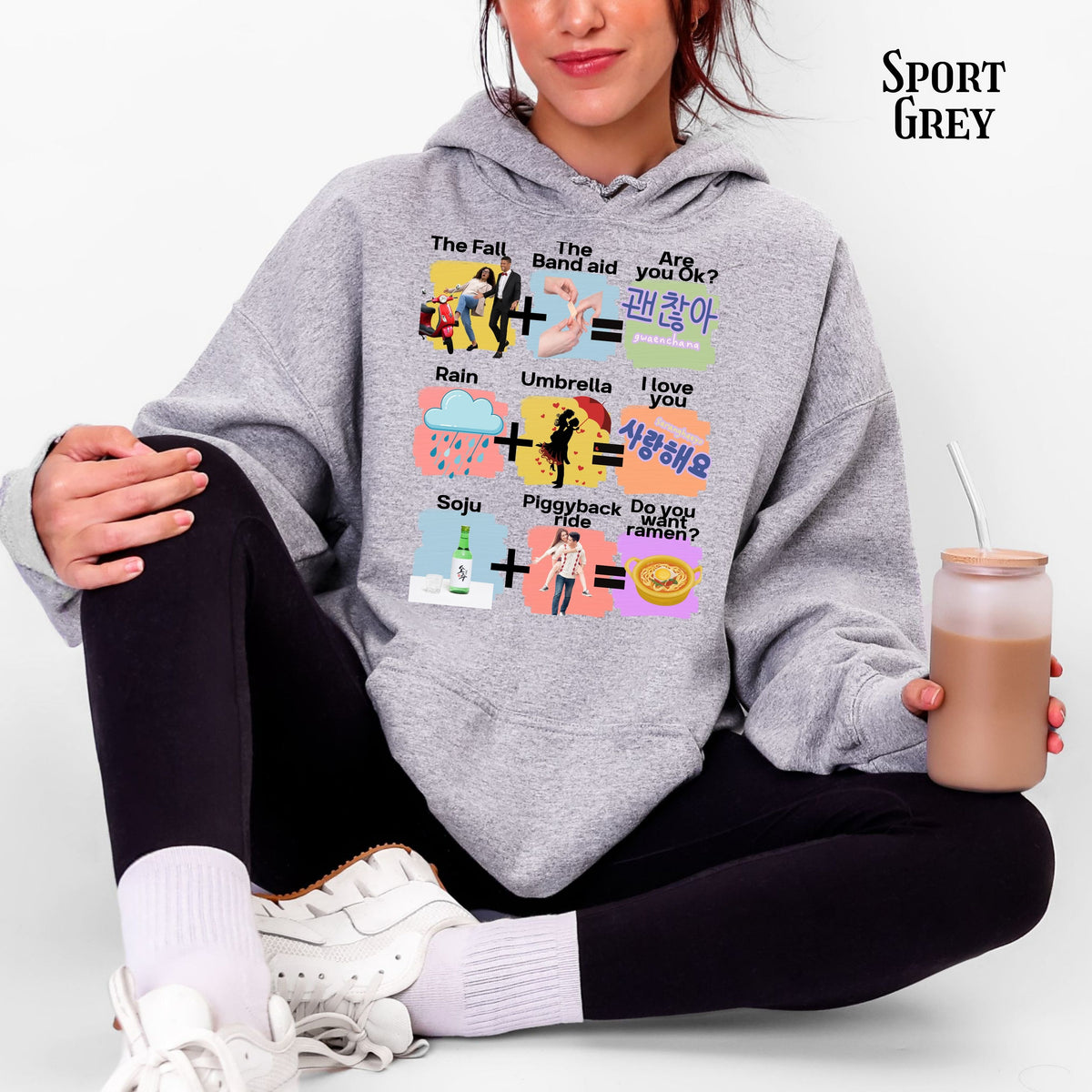 Funny K-drama Mashup Hoodie, Korean Aesthetic Binge Watcher Gift for Her, Cute Graphic Hoodie, Iconic Tropes, Korean Style Cozy Sweatshirt