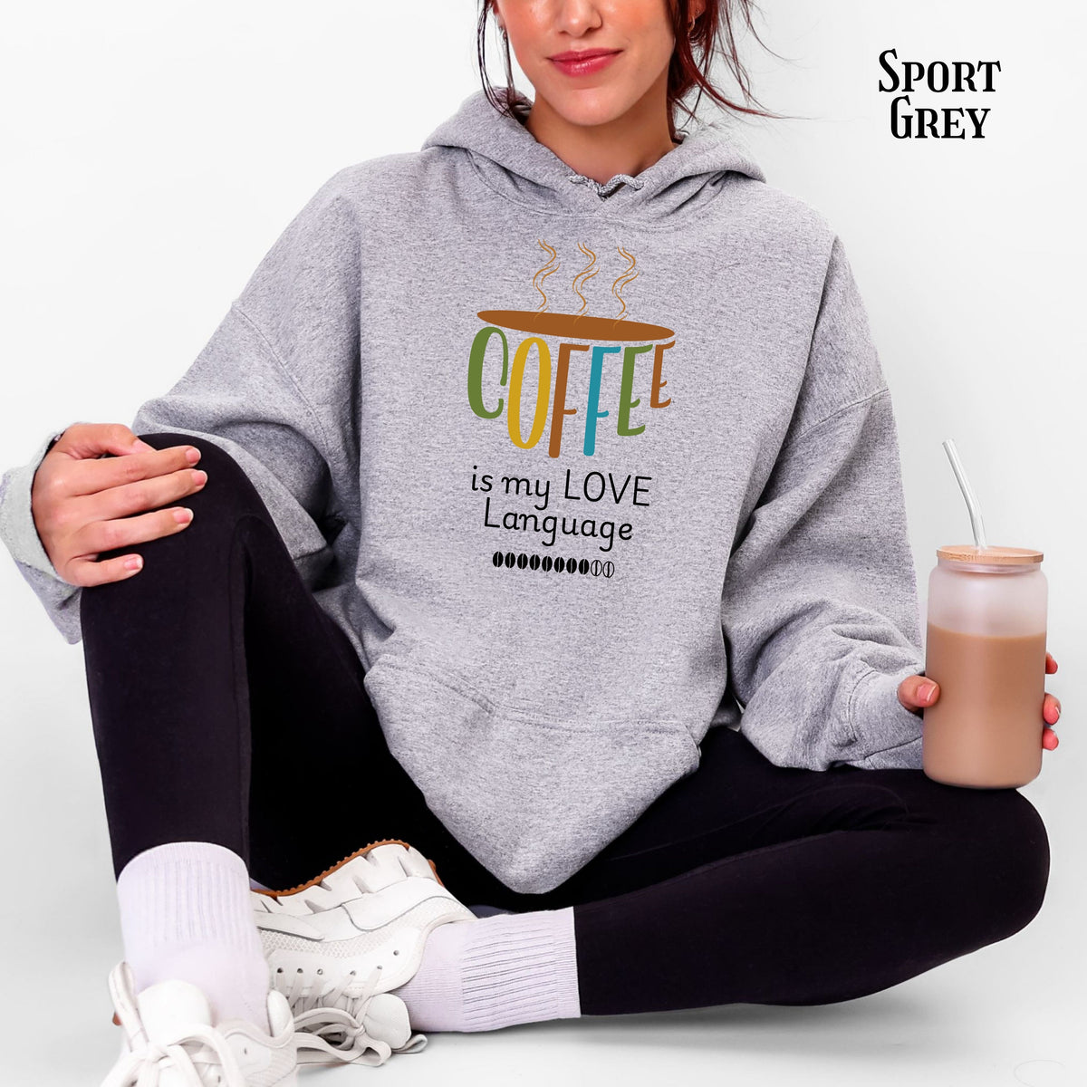 Hoodie — "Coffee Is My Love Language" Cute Coffee Cup Graphic Hoodie