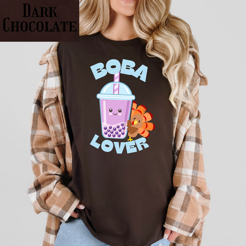 Boba Lover Bubble Tea T-Shirt | Cute Kawaii Milk Tea Drink Graphic with turkey