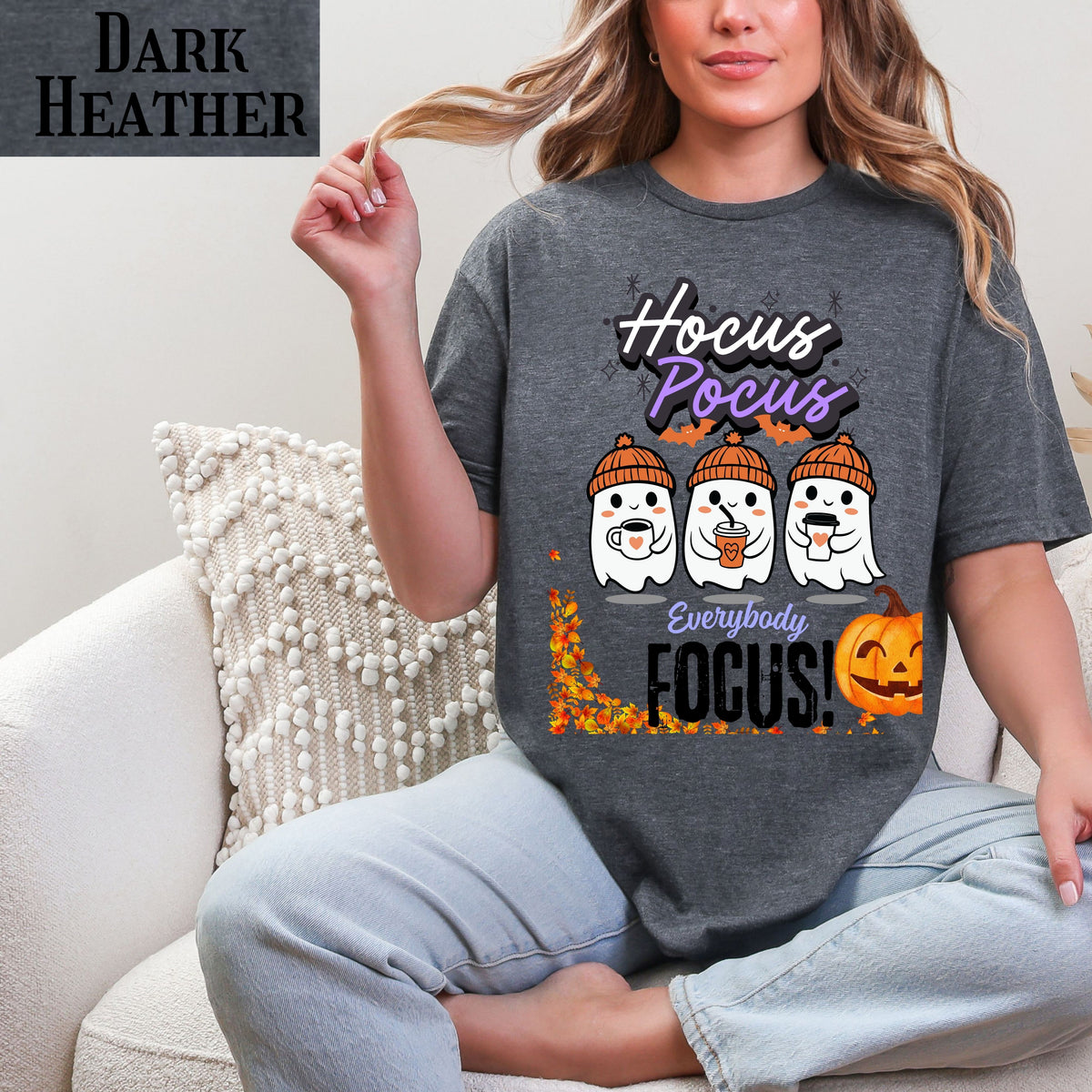 Hocus Pocus Halloween T-Shirt with Ghost Design, Fall Tee, Spooky Cute Halloween Shirt for teachers, Trick-or-Treat, Fall Celebrations