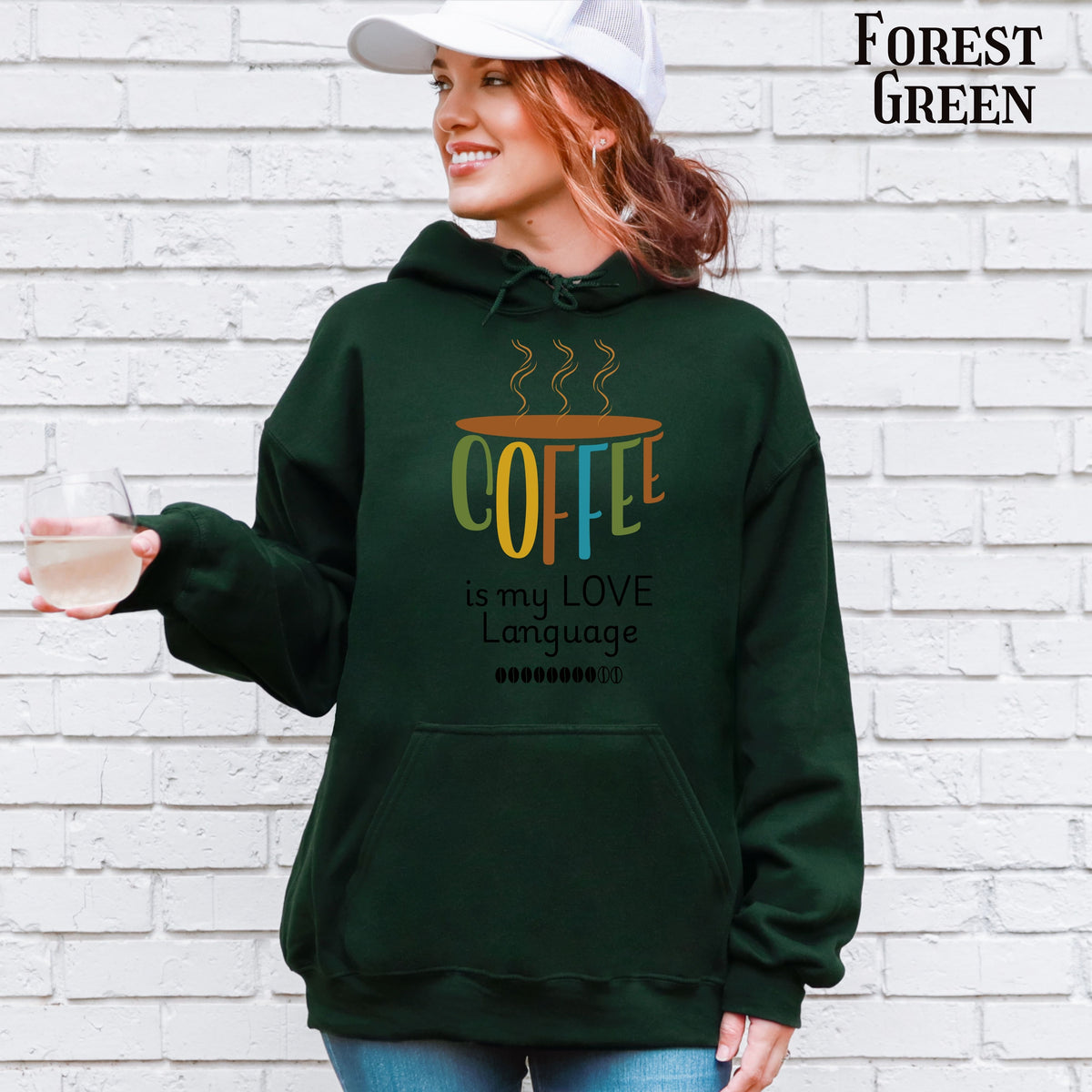 Hoodie — "Coffee Is My Love Language" Cute Coffee Cup Graphic Hoodie