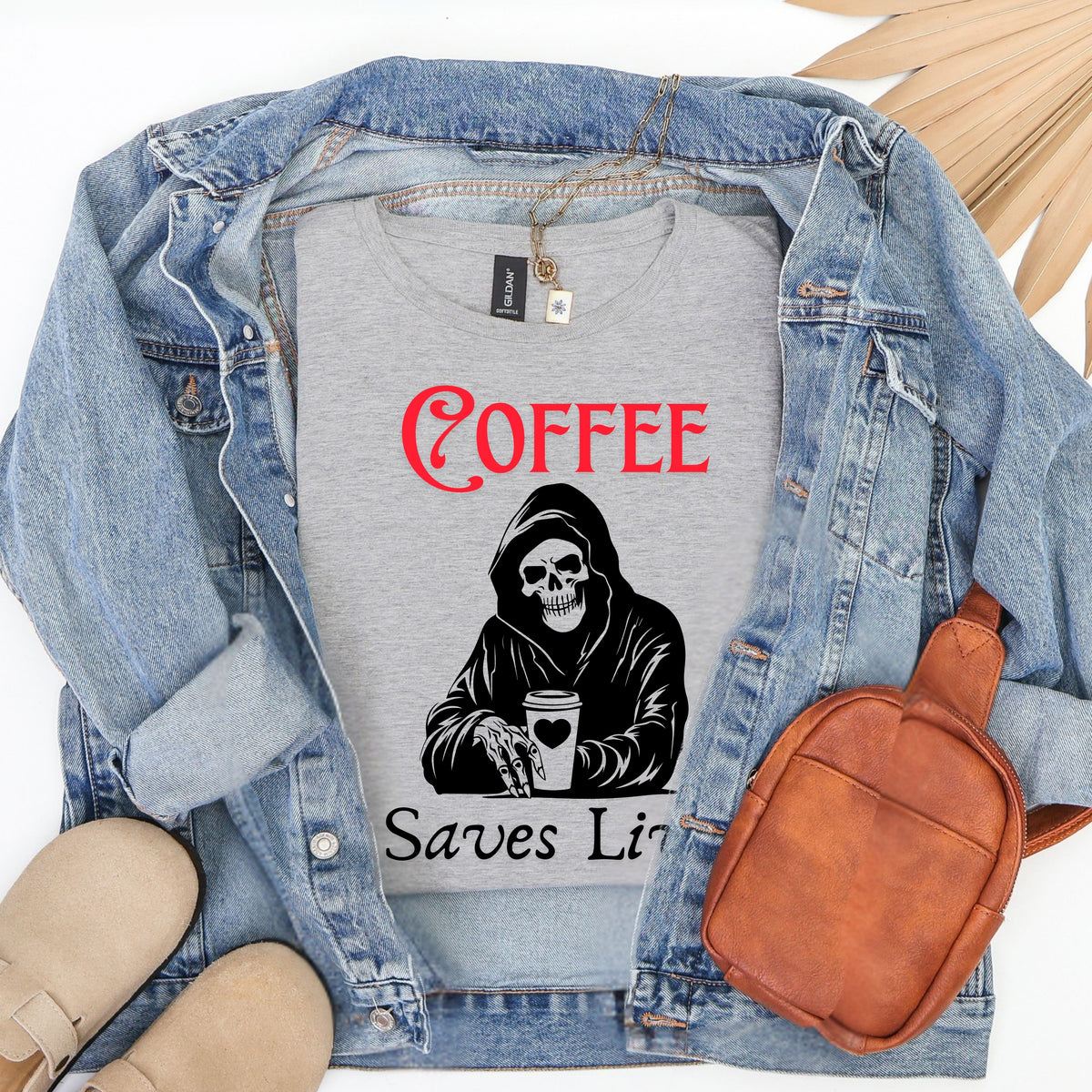 Funny Coffee Lover T-Shirt, Dark Humor Caffeine Addict Gift, Coffee Art, Unisex Casual Tee for Coffee Enthusiasts, Spooky Coffee Shirt