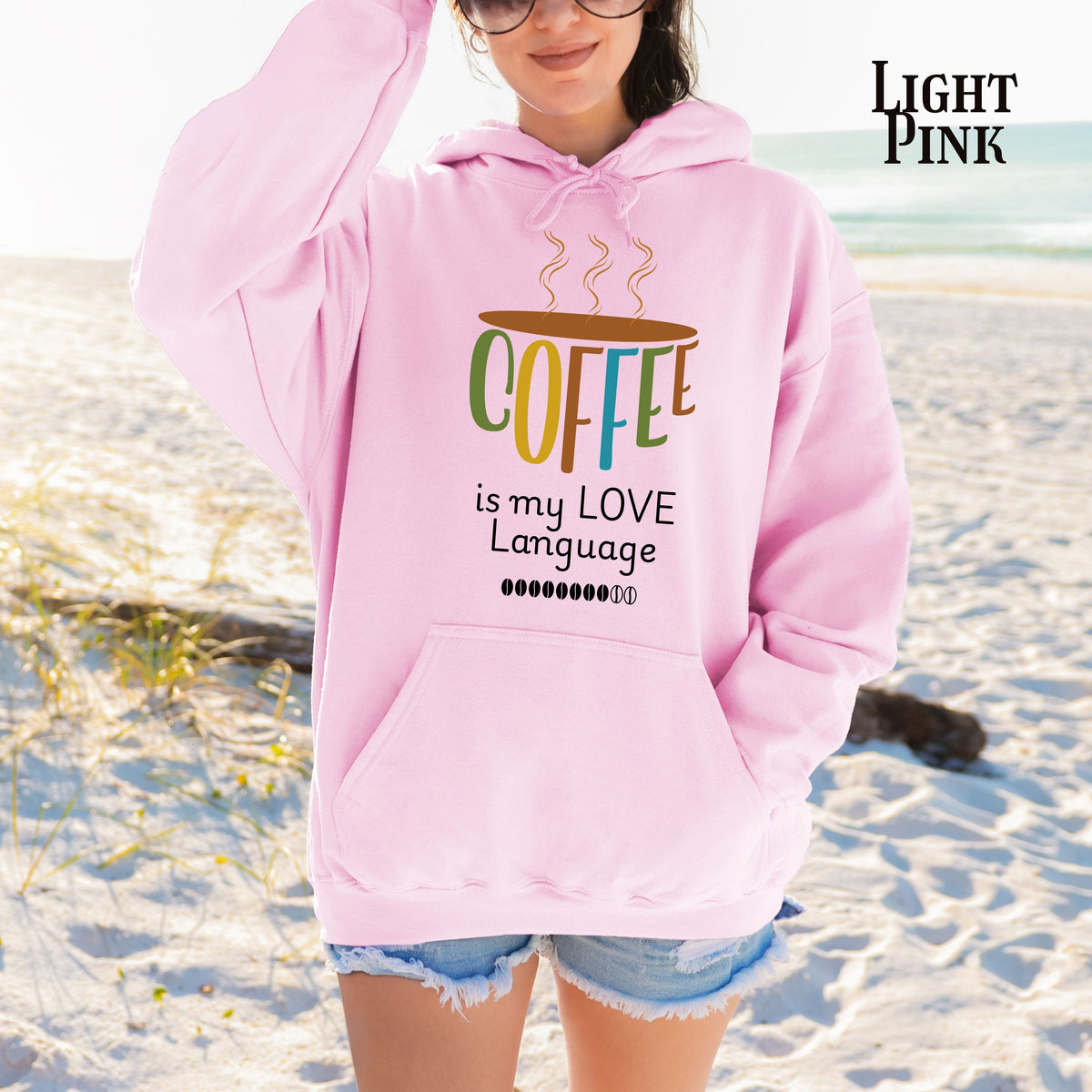 Hoodie — "Coffee Is My Love Language" Cute Coffee Cup Graphic Hoodie