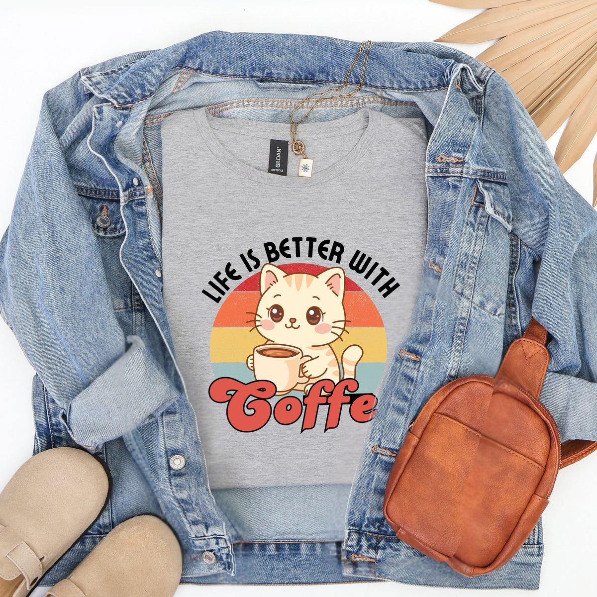 Coffee cat T-Shirt, retro coffee lover gift for cat mama, cute graphic tee, kawaii coffee, coffee addict