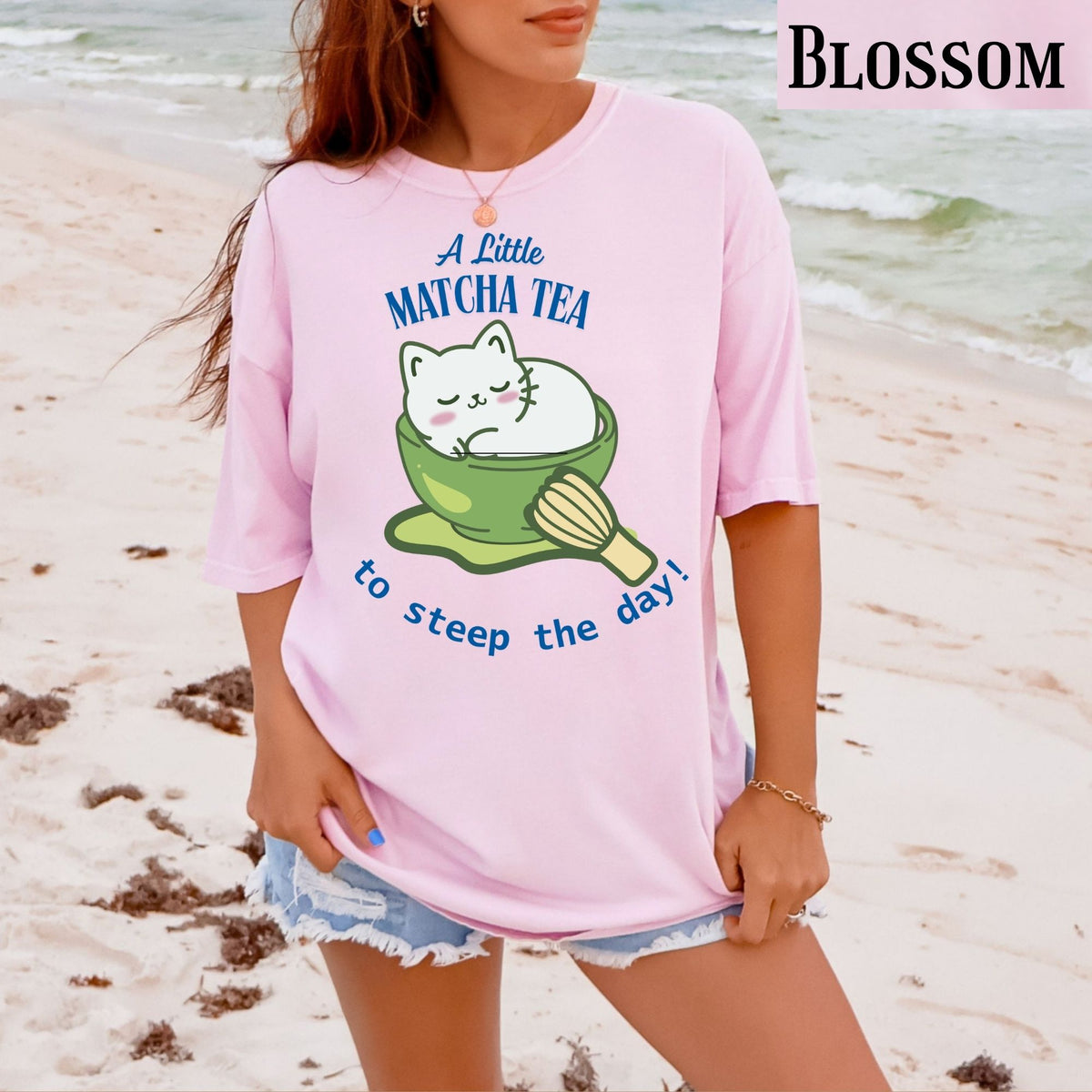 Matcha Cat T-Shirt: Cozy Tea Lover Gift with Cat in a cup