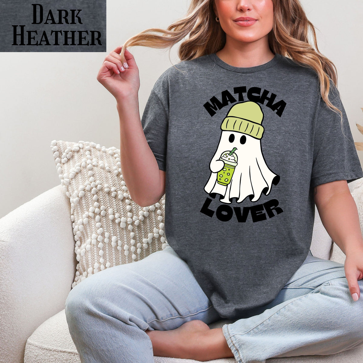 Matcha Lover ghost graphic T-Shirt | Cute matcha tea design