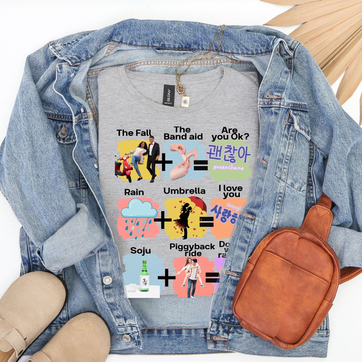 KDrama Cliche Mashup T-Shirt | K-Pop Phrases, Icons, funny shirt for kdrama binge watchers