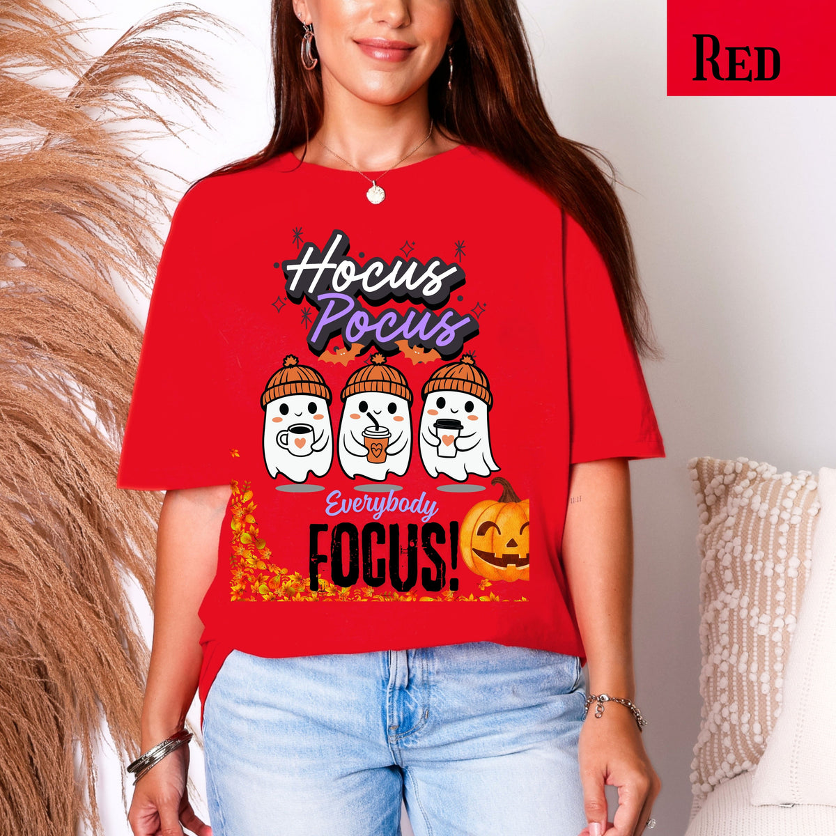 Hocus Pocus Halloween T-Shirt with Ghost Design, Fall Tee, Spooky Cute Halloween Shirt for teachers, Trick-or-Treat, Fall Celebrations