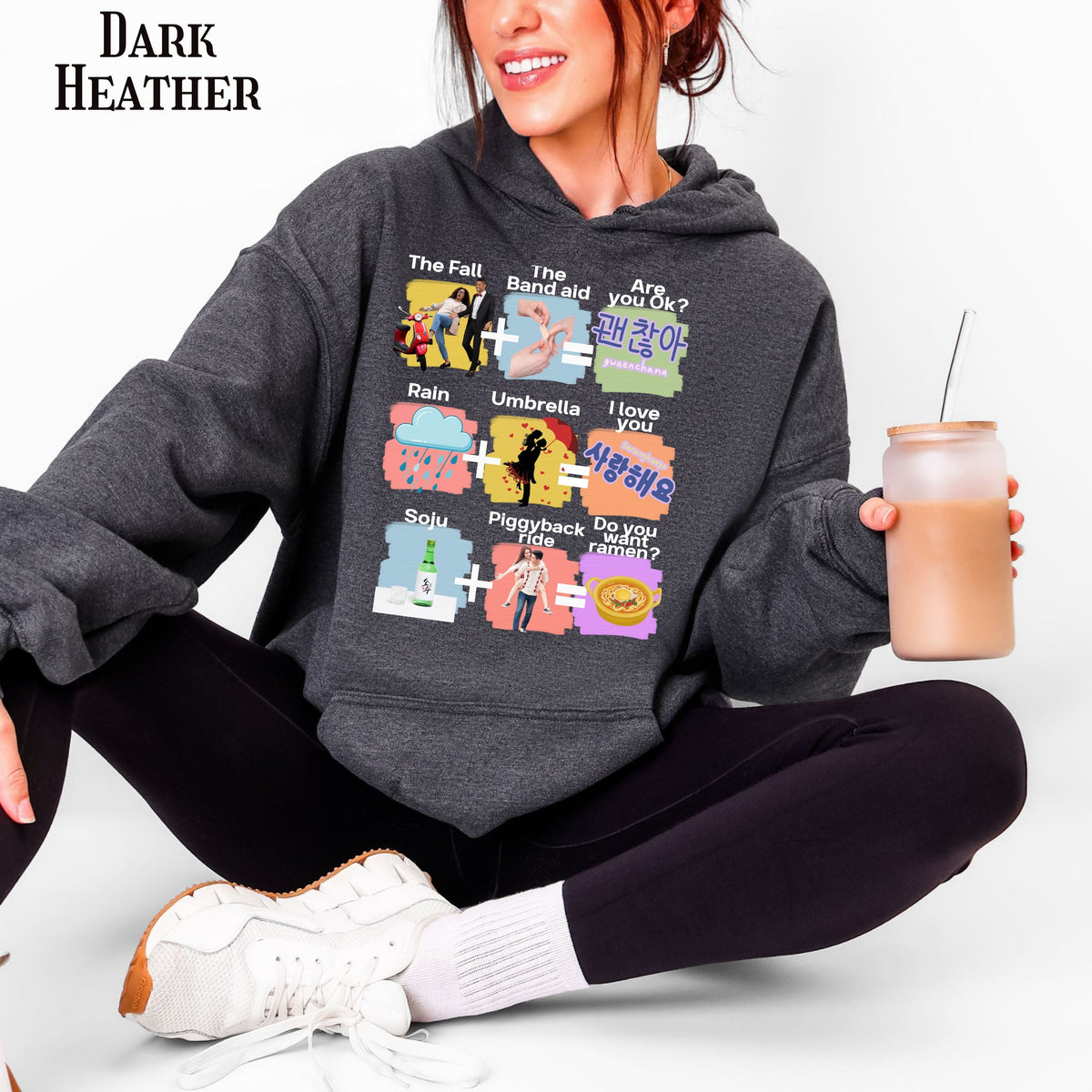 Funny K-drama Mashup Hoodie, Korean Aesthetic Binge Watcher Gift for Her, Cute Graphic Hoodie, Iconic Tropes, Korean Style Cozy Sweatshirt