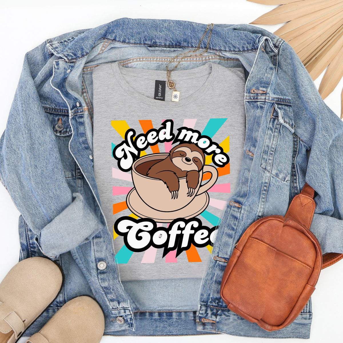 Cute Coffee Sloth Unisex Softstyle T-Shirt, Funny Tee, Gift for Coffee Lovers, Relaxation Vibe, Great for Casual Wear, Birthday Gift