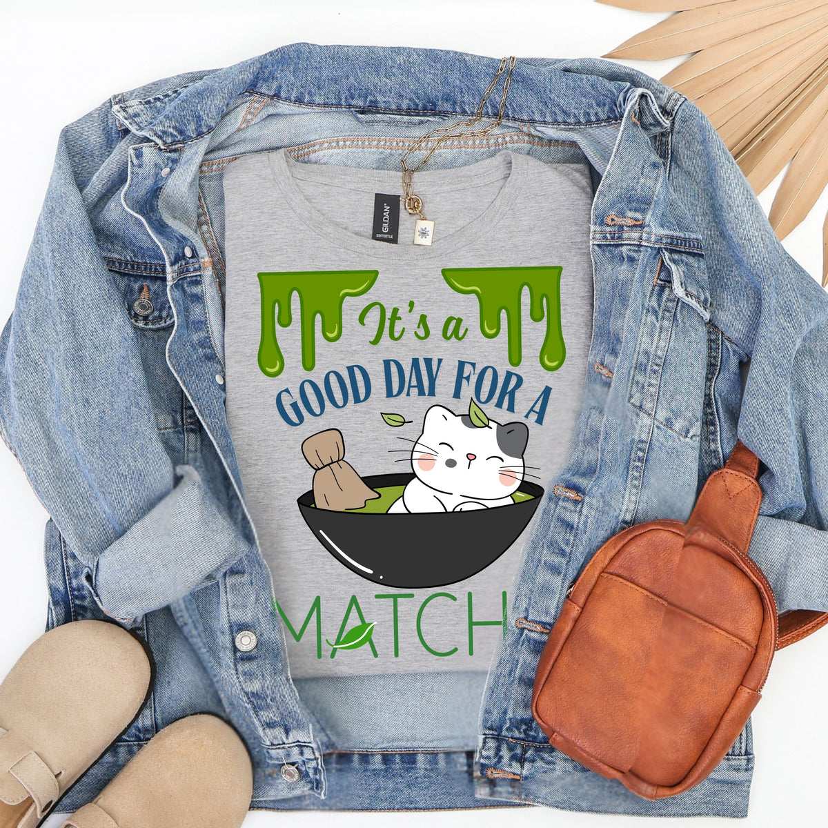 Funny Matcha cat shirt, It's a Good Day for a Matcha T-Shirt | green tea lovers graphic tee gift