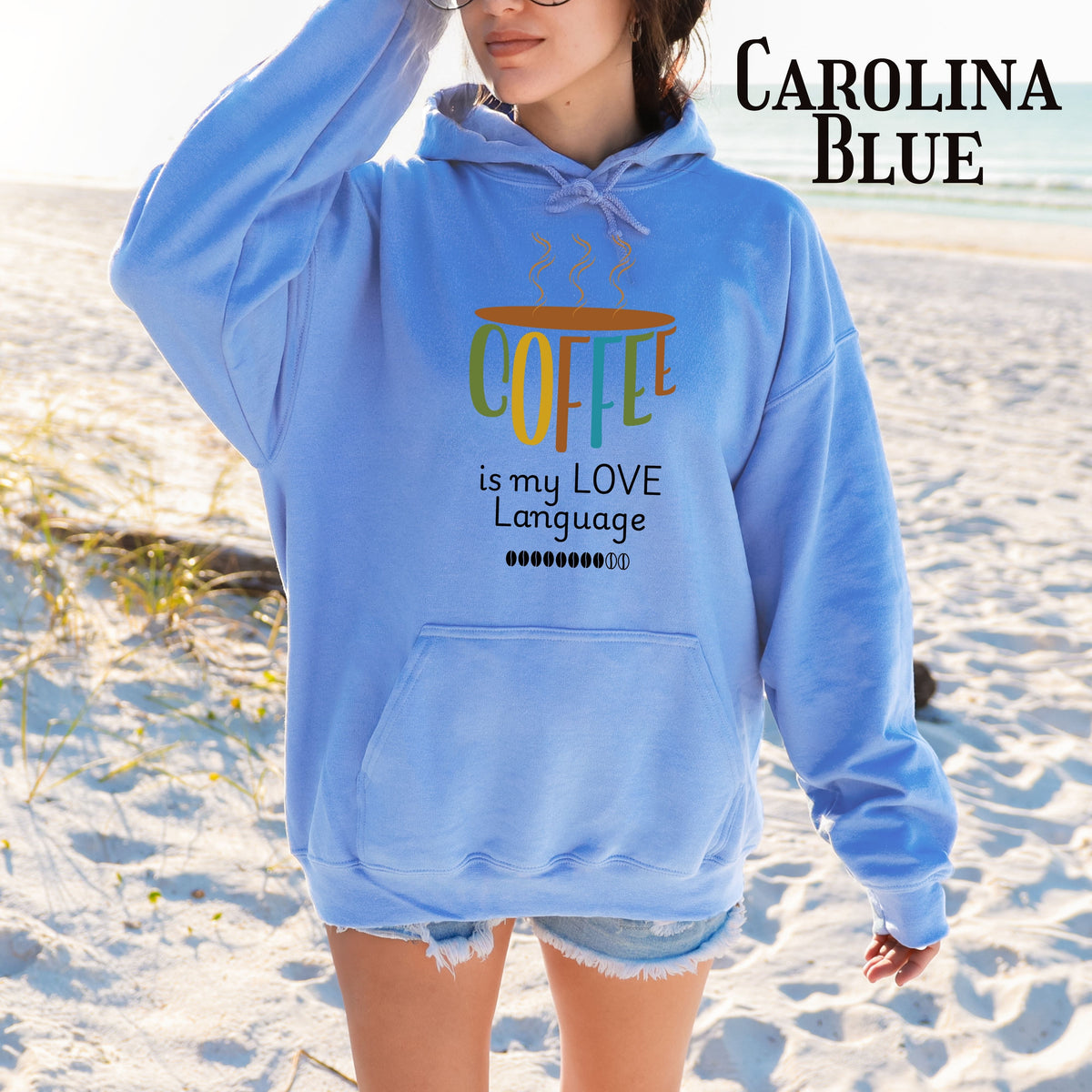 Hoodie — "Coffee Is My Love Language" Cute Coffee Cup Graphic Hoodie