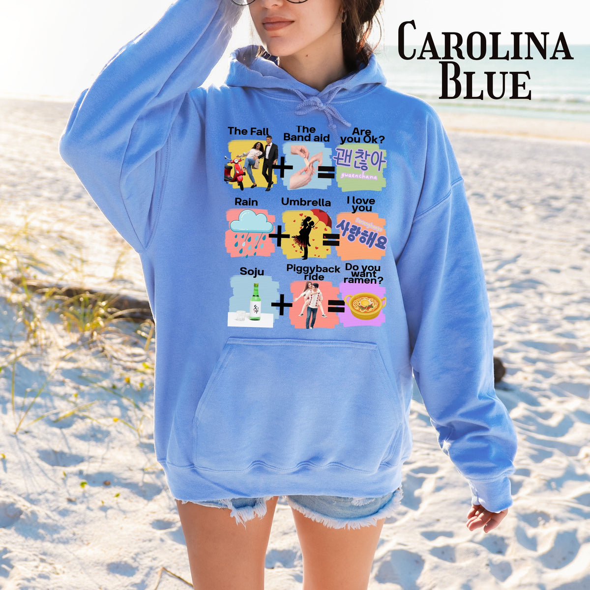 Funny K-drama Mashup Hoodie, Korean Aesthetic Binge Watcher Gift for Her, Cute Graphic Hoodie, Iconic Tropes, Korean Style Cozy Sweatshirt