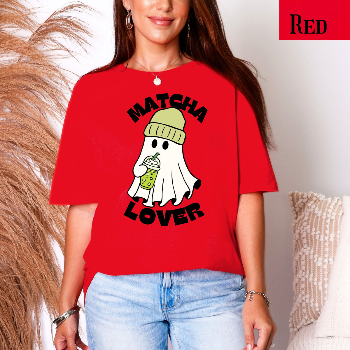 Matcha Lover ghost graphic T-Shirt | Cute matcha tea design