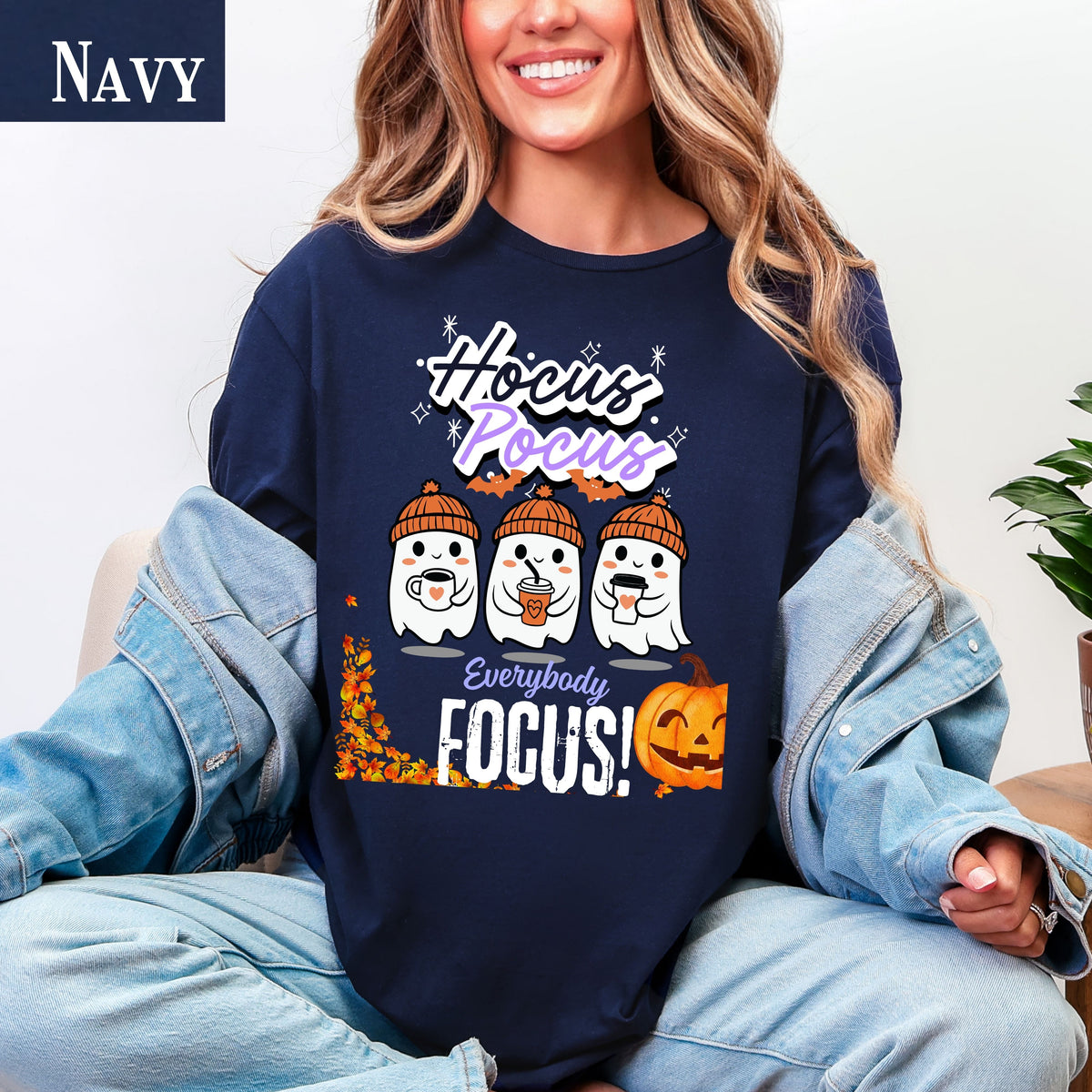 Hocus Pocus Halloween T-Shirt with Ghost Design, Fall Tee, Spooky Cute Halloween Shirt for teachers, Trick-or-Treat, Fall Celebrations
