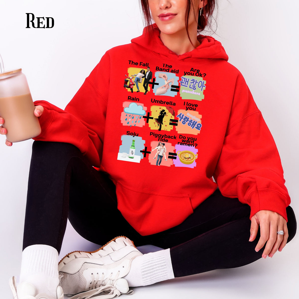 Funny K-drama Mashup Hoodie, Korean Aesthetic Binge Watcher Gift for Her, Cute Graphic Hoodie, Iconic Tropes, Korean Style Cozy Sweatshirt