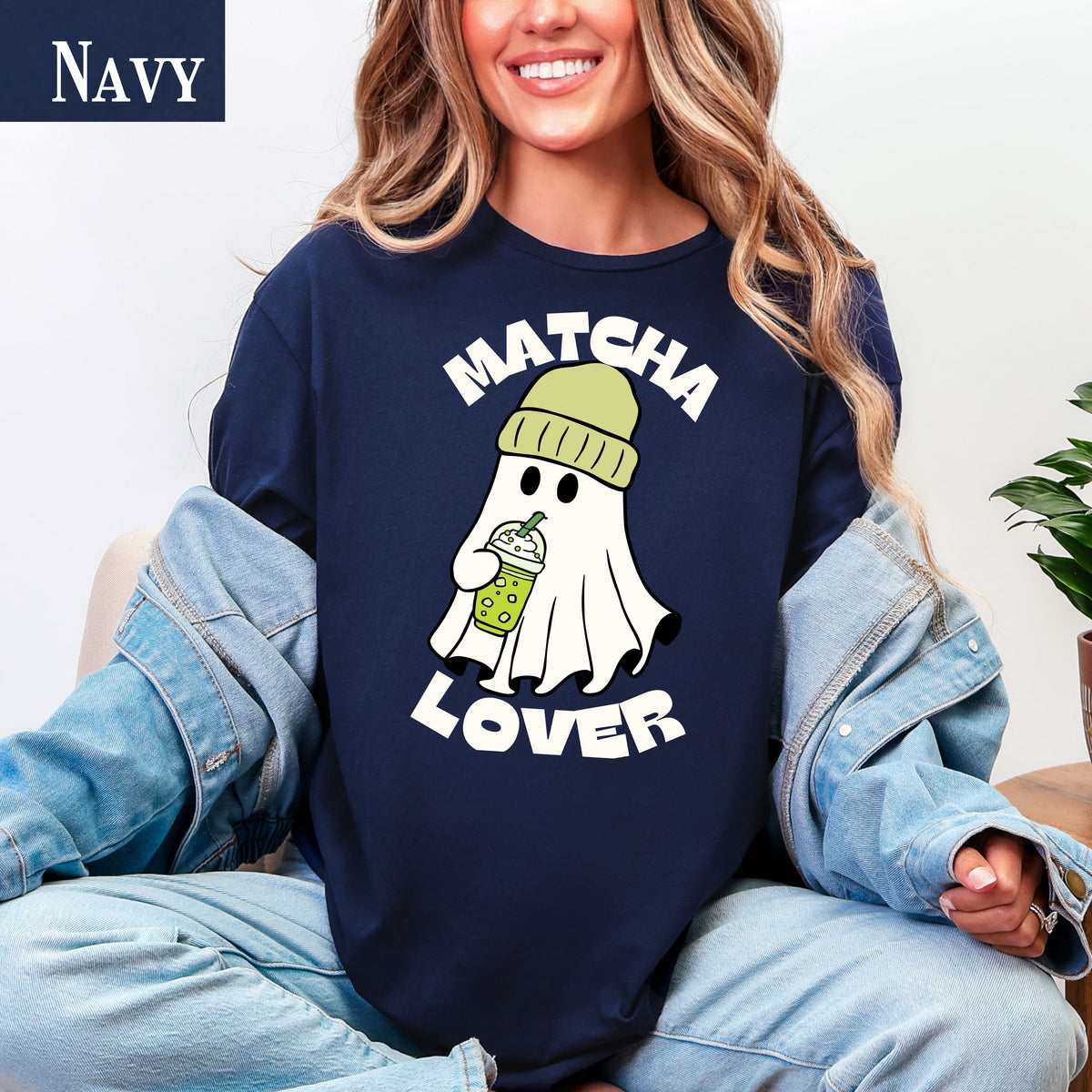 Matcha Lover ghost graphic T-Shirt | Cute matcha tea design