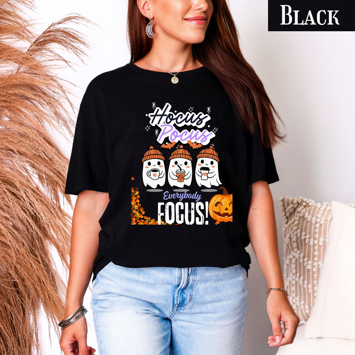 Hocus Pocus Halloween T-Shirt with Ghost Design, Fall Tee, Spooky Cute Halloween Shirt for teachers, Trick-or-Treat, Fall Celebrations