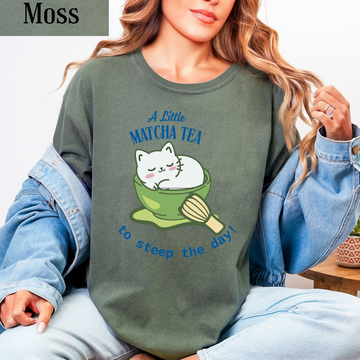 Matcha Cat T-Shirt: Cozy Tea Lover Gift with Cat in a cup