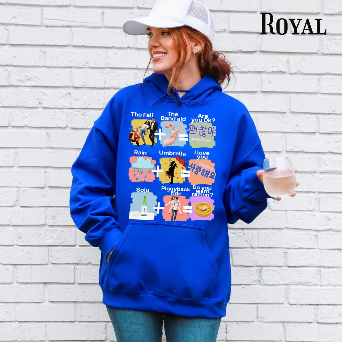 Funny K-drama Mashup Hoodie, Korean Aesthetic Binge Watcher Gift for Her, Cute Graphic Hoodie, Iconic Tropes, Korean Style Cozy Sweatshirt