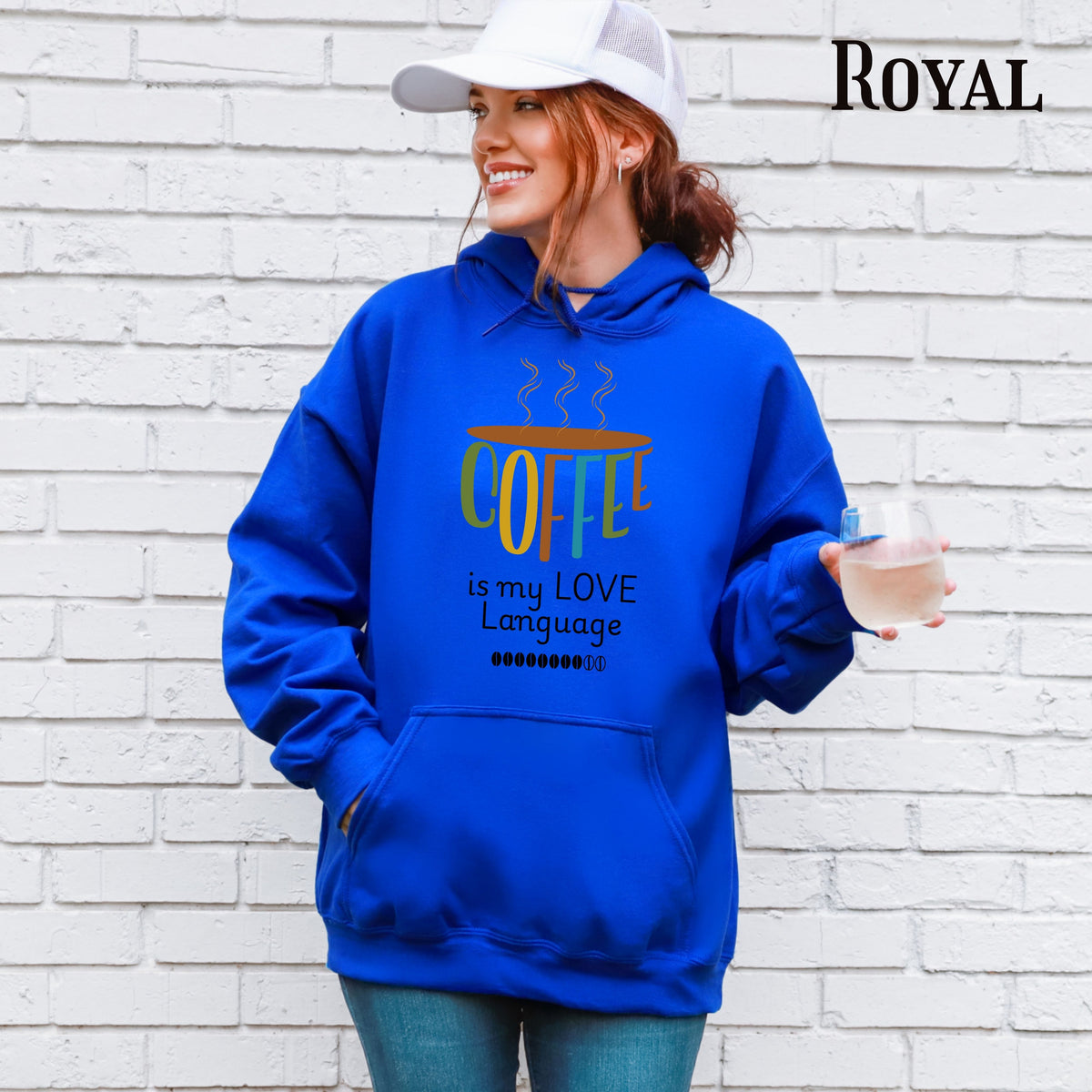 Hoodie — "Coffee Is My Love Language" Cute Coffee Cup Graphic Hoodie