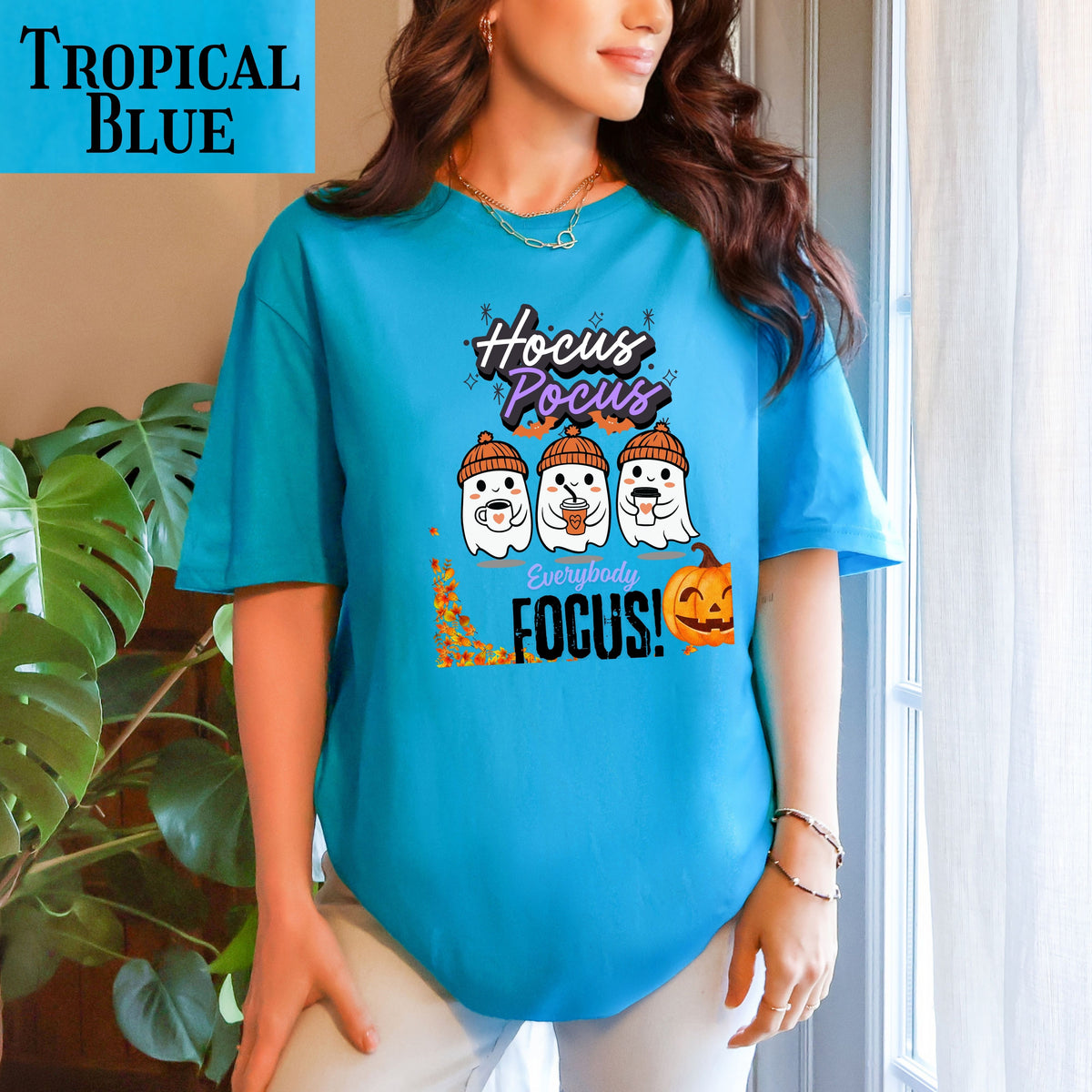 Hocus Pocus Halloween T-Shirt with Ghost Design, Fall Tee, Spooky Cute Halloween Shirt for teachers, Trick-or-Treat, Fall Celebrations