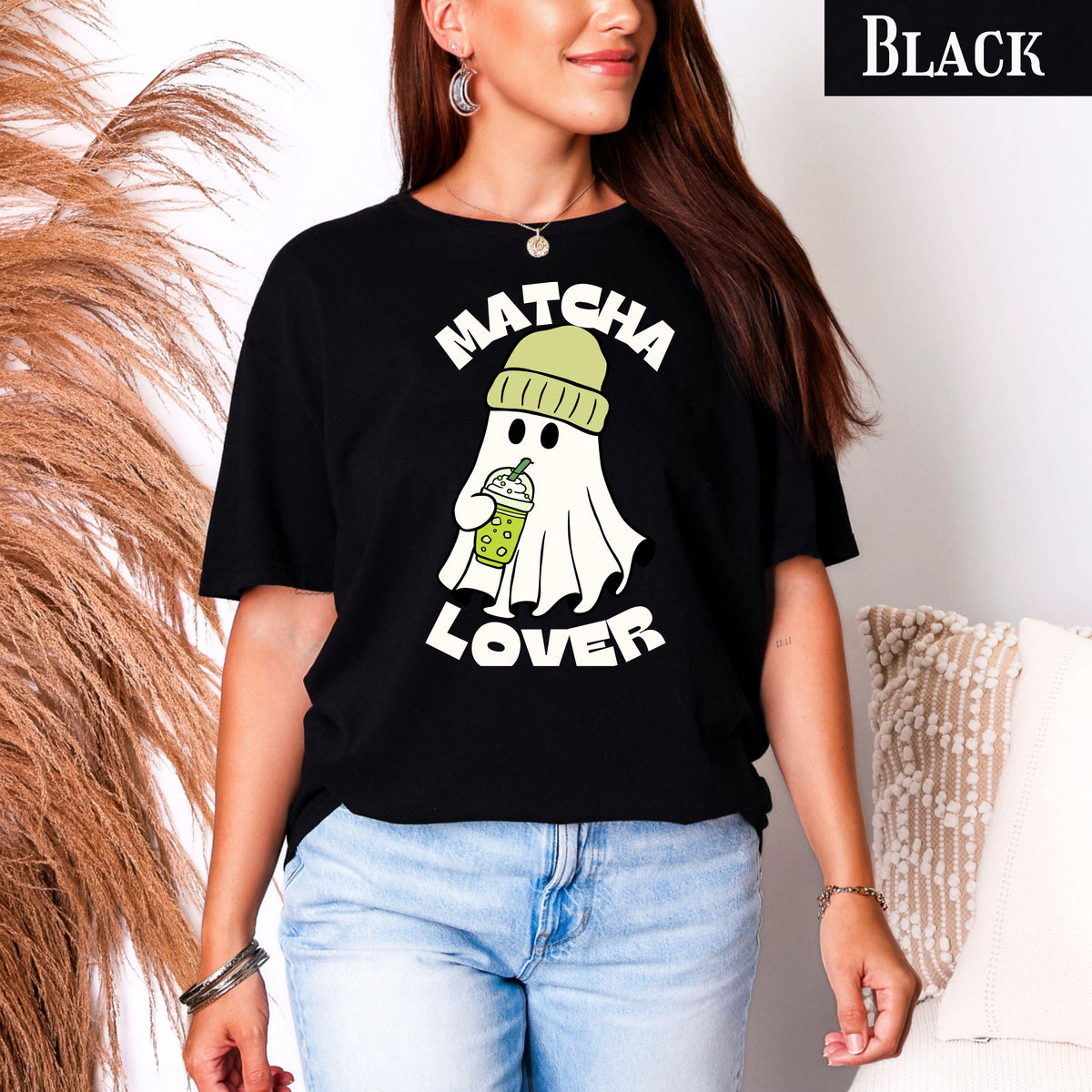 Matcha Lover ghost graphic T-Shirt | Cute matcha tea design