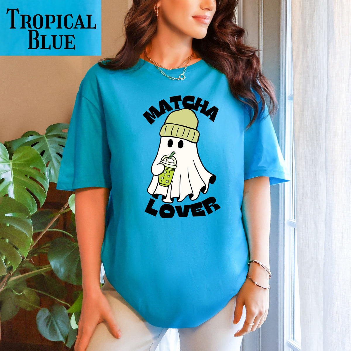 Matcha Lover ghost graphic T-Shirt | Cute matcha tea design