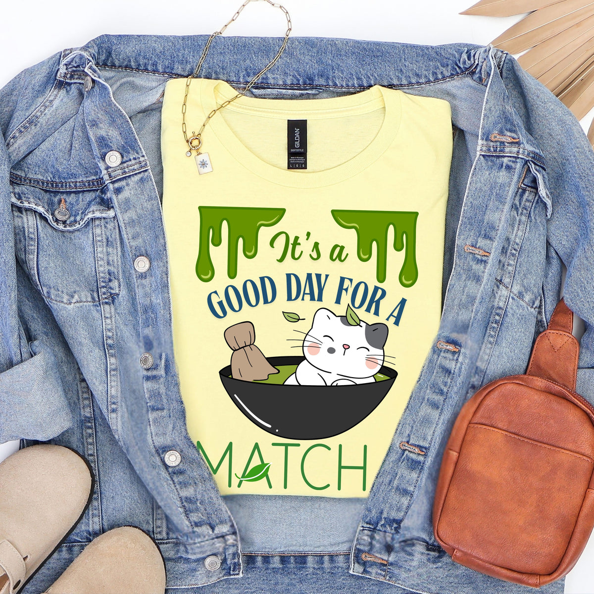 Funny Matcha cat shirt, It's a Good Day for a Matcha T-Shirt | green tea lovers graphic tee gift