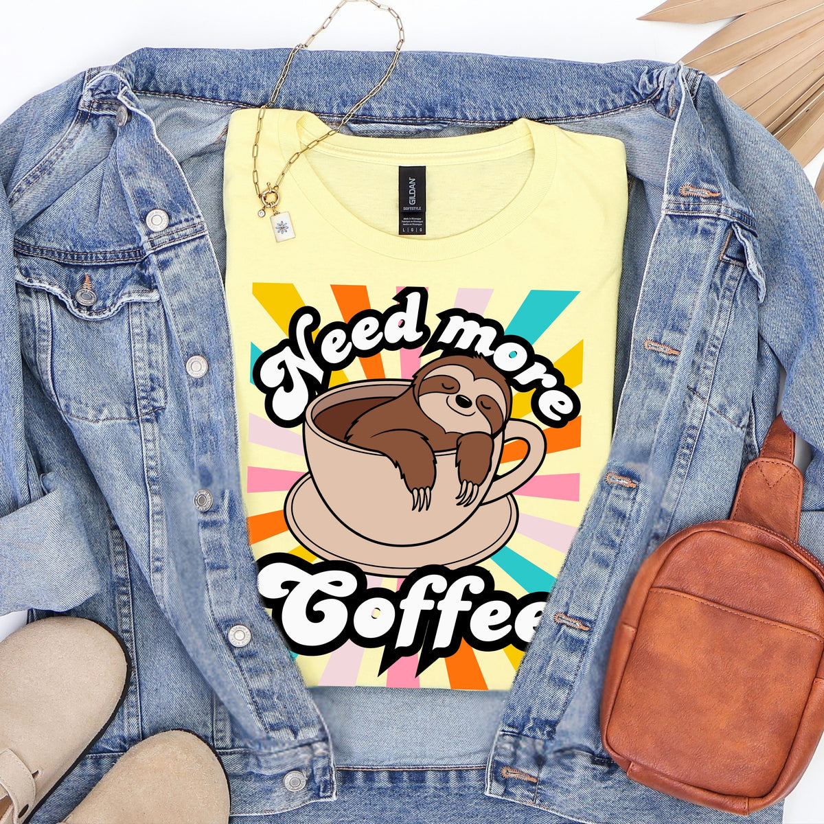 Cute Coffee Sloth Unisex Softstyle T-Shirt, Funny Tee, Gift for Coffee Lovers, Relaxation Vibe, Great for Casual Wear, Birthday Gift