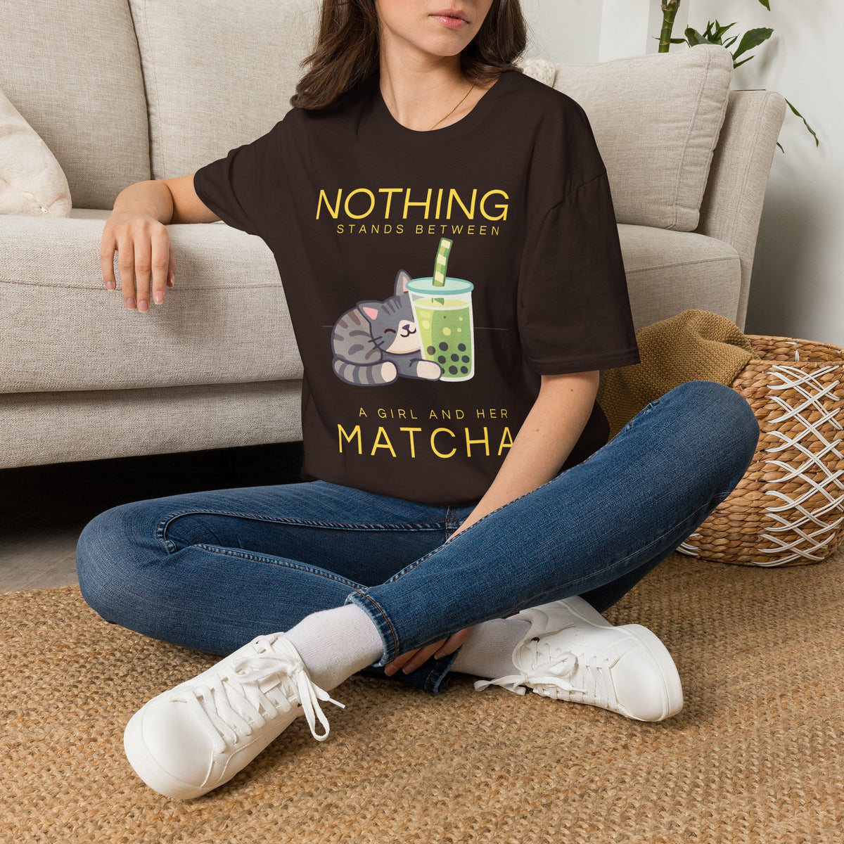 Funny Cat Matcha Shirt, Green Tea Lover Gift, Cat Boba Tee