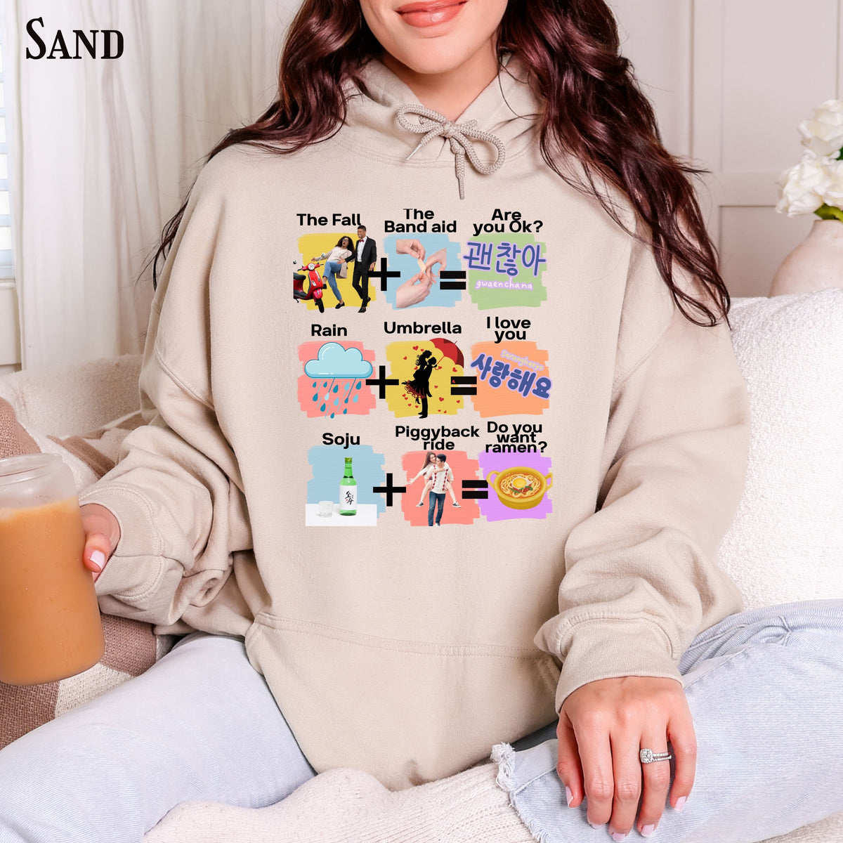 Funny K-drama Mashup Hoodie, Korean Aesthetic Binge Watcher Gift for Her, Cute Graphic Hoodie, Iconic Tropes, Korean Style Cozy Sweatshirt