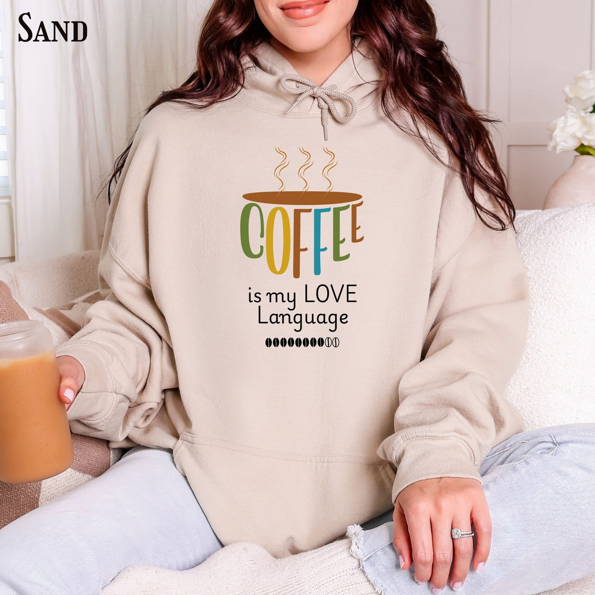 Hoodie — "Coffee Is My Love Language" Cute Coffee Cup Graphic Hoodie