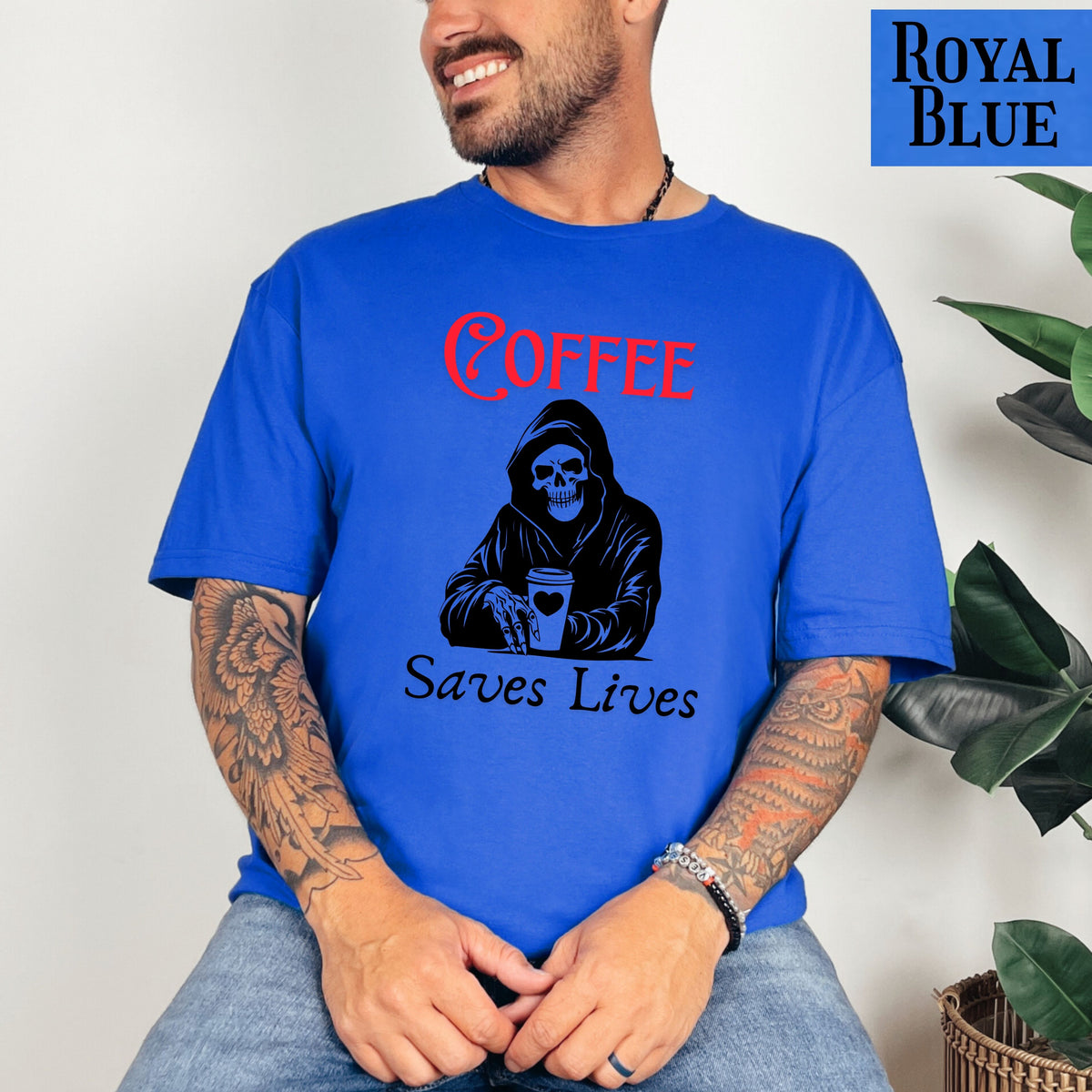 Funny Coffee Lover T-Shirt, Dark Humor Caffeine Addict Gift, Coffee Art, Unisex Casual Tee for Coffee Enthusiasts, Spooky Coffee Shirt