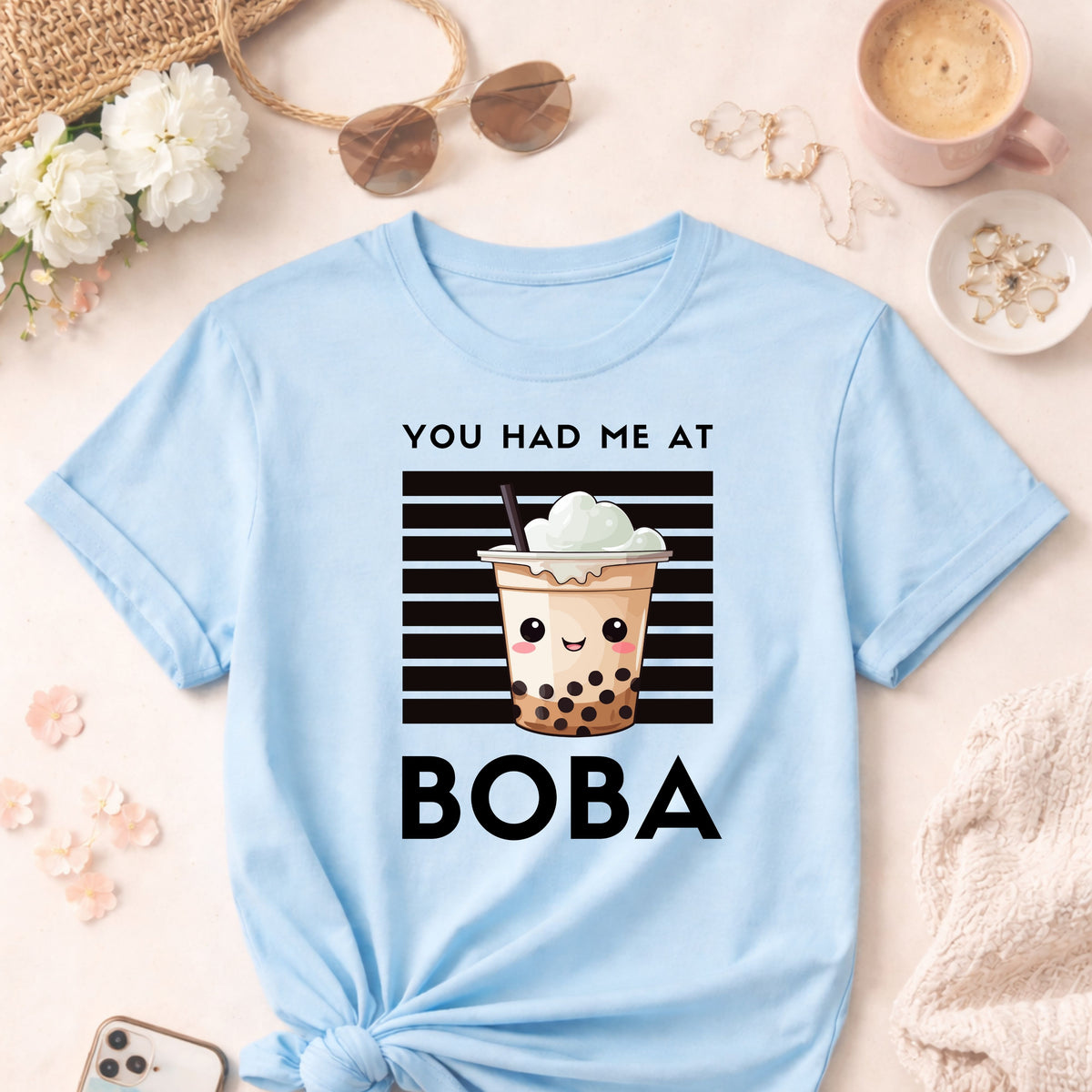 Kawaii Boba Funny Shirt, Bubble Tea T-Shirt for Tea Lovers, Boba Gift for Her, Cute Foodie Graphic Tee, Birthday Gift for Bubble Tea Fans