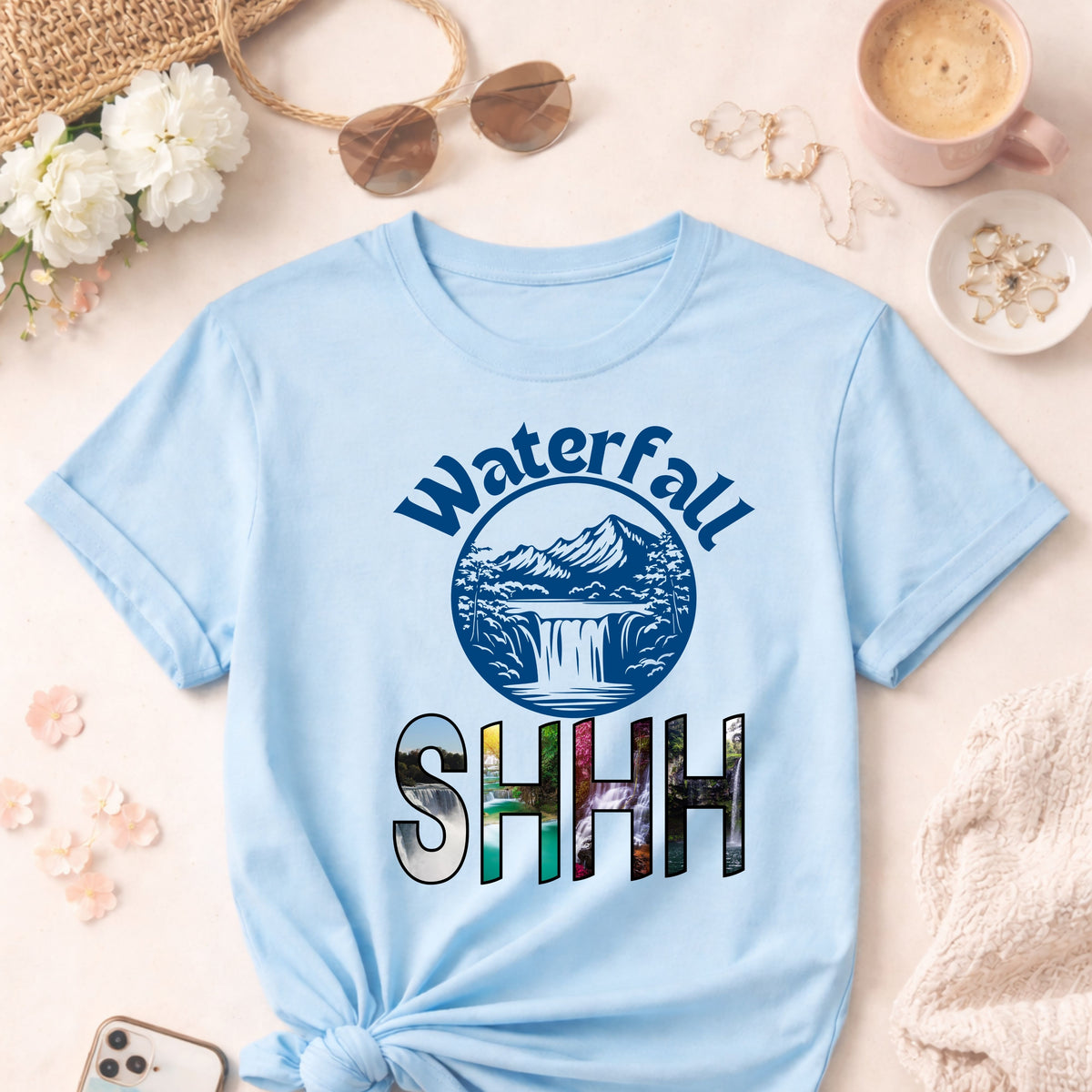 Teacher call back T-Shirt with Retro Waterfall graphic, outdoor scenic tee, back to school or camp shirt, nature, mountain, hiking, camping