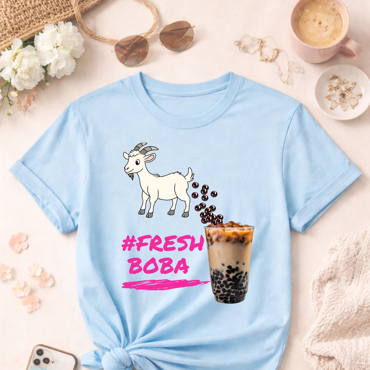 #FRESH BOBA Goat Bubble Tea T-Shirt