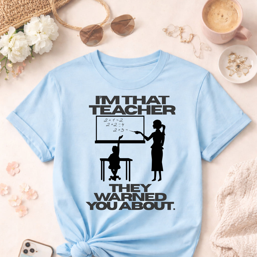 Funny Teacher T-Shirt | I'm That Teacher They Warned You About | Classroom Humor, Teacher Gift, Educator Tee, Back to School, Teacher Life