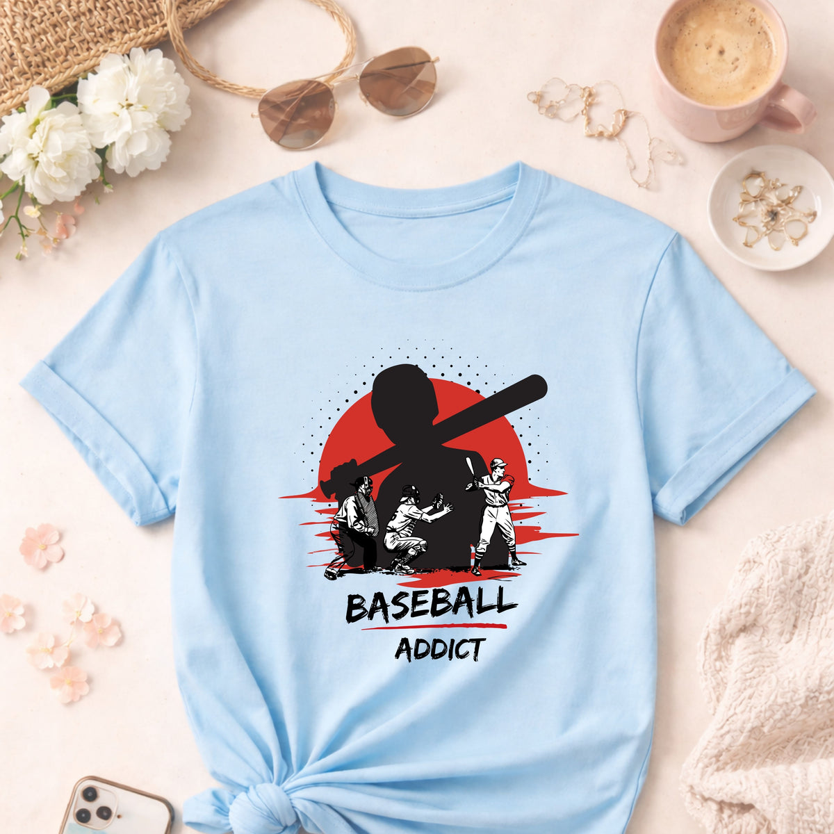 Baseball Addict T-Shirt — Retro Batter Graphic Tee for Fans