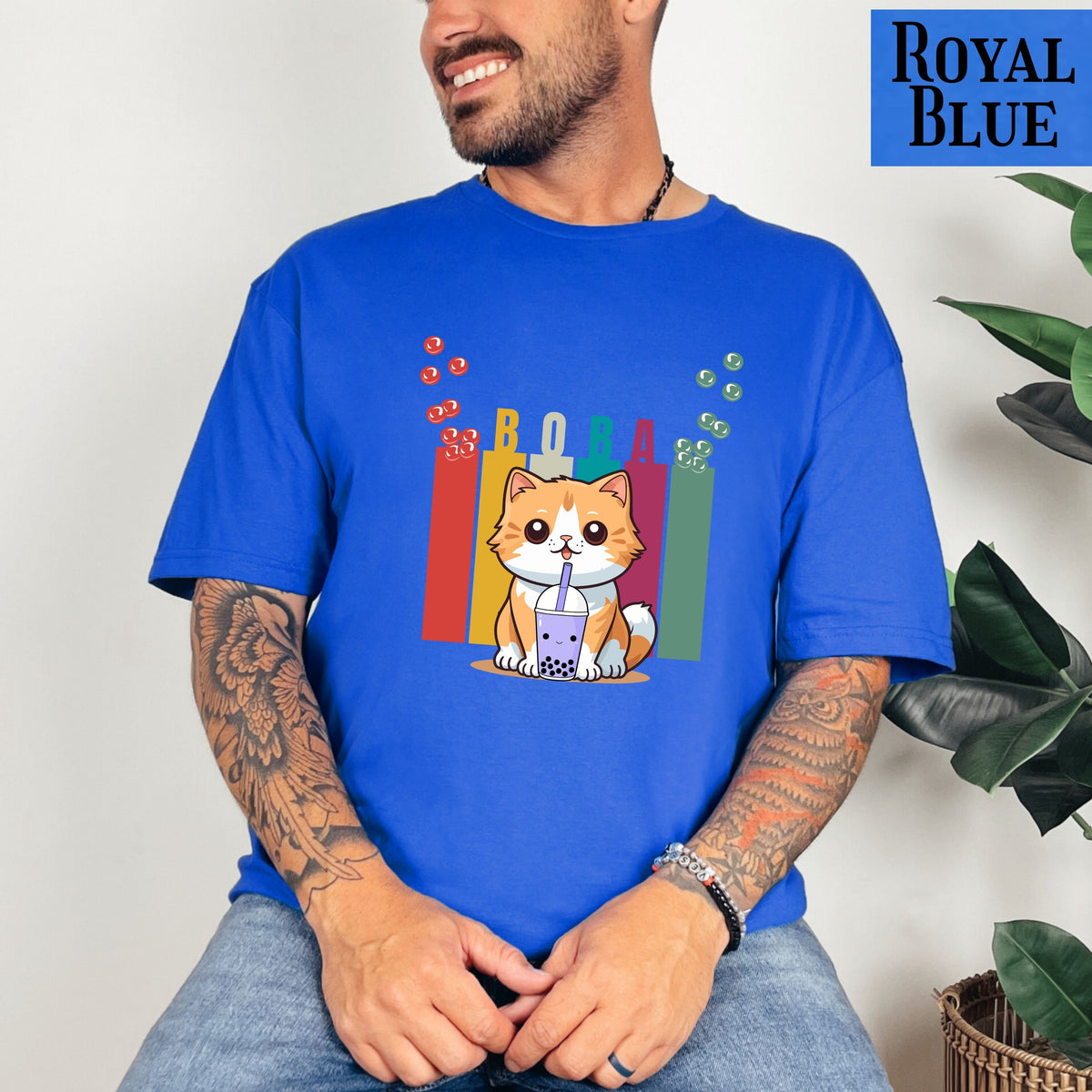 Boba Cat T-Shirt, Adorable Animal Tee, Cute Gift for Cat Lovers, Casual Wear, Fun Shirt for Any Occasion