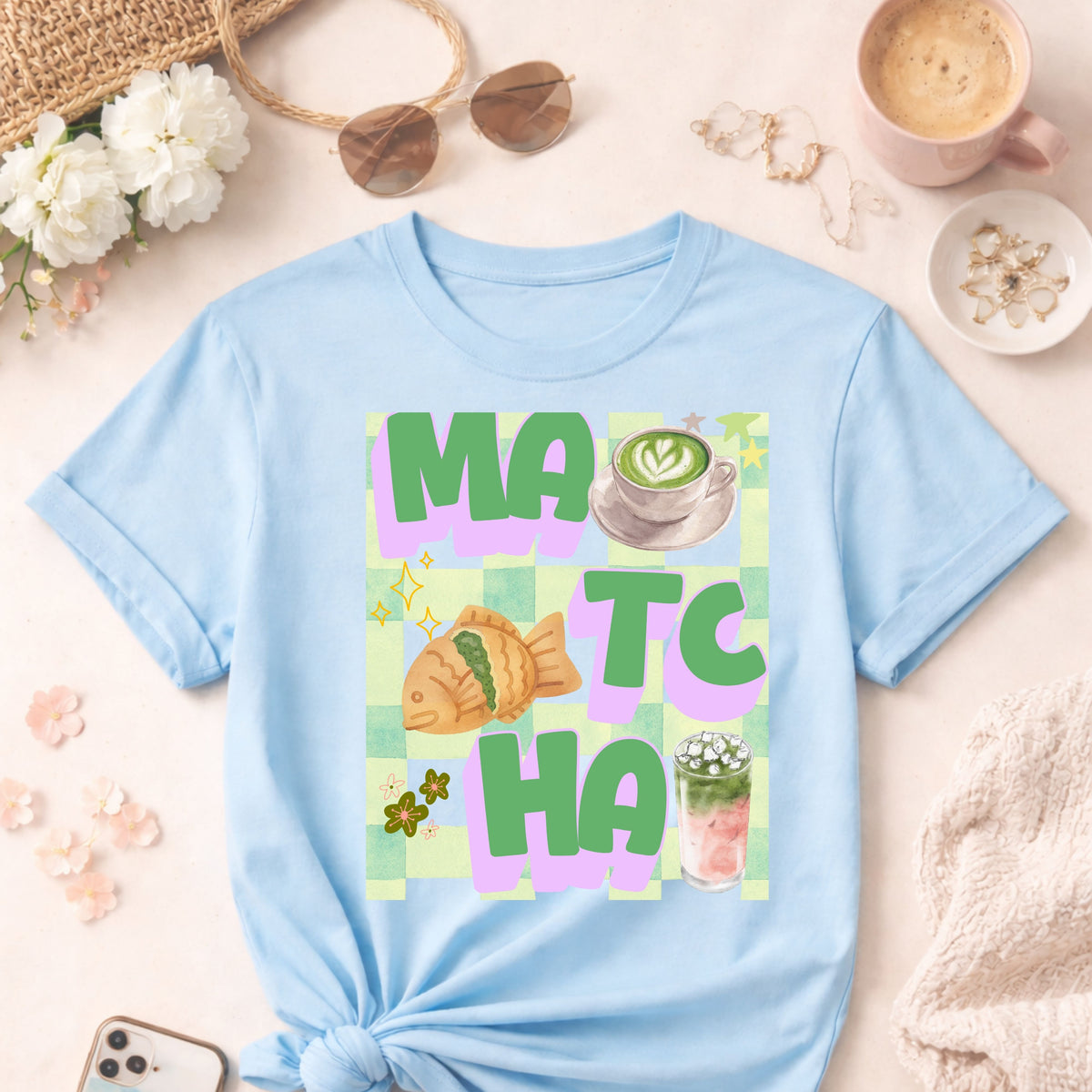 Matcha Latte T-Shirt | Retro Matcha Tea Illustration