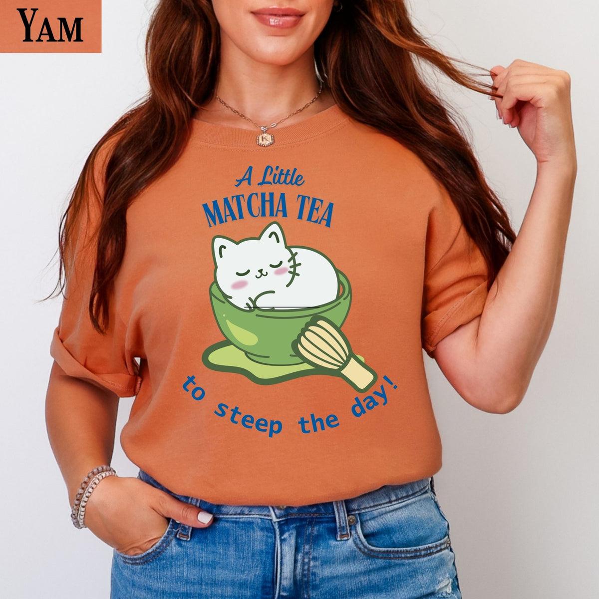 Matcha Cat T-Shirt: Cozy Tea Lover Gift with Cat in a cup