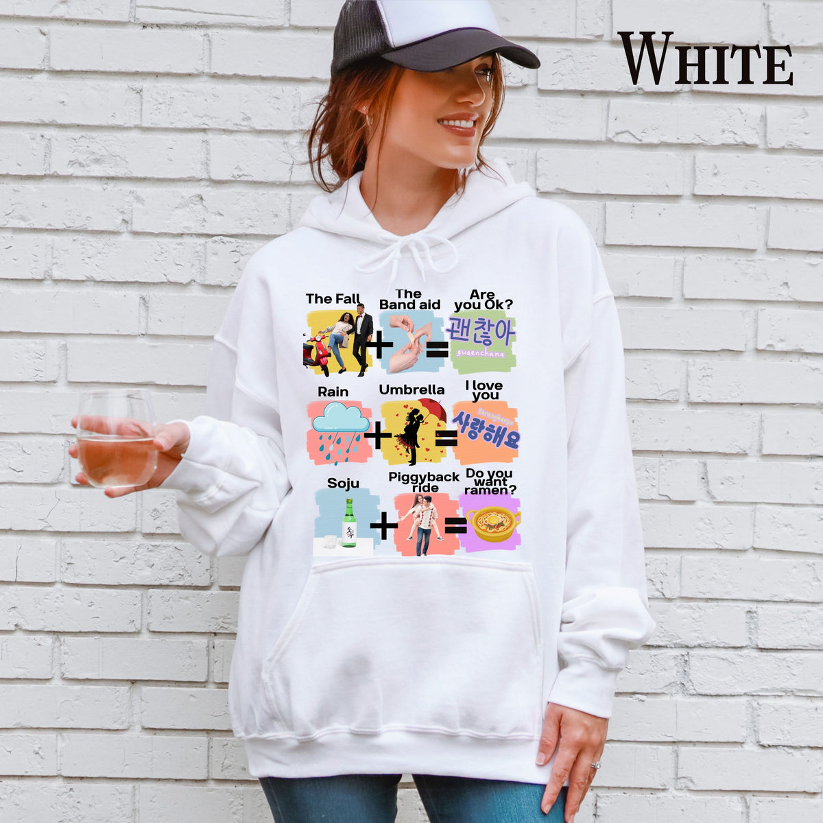 Funny K-drama Mashup Hoodie, Korean Aesthetic Binge Watcher Gift for Her, Cute Graphic Hoodie, Iconic Tropes, Korean Style Cozy Sweatshirt