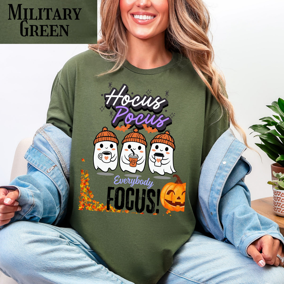 Hocus Pocus Halloween T-Shirt with Ghost Design, Fall Tee, Spooky Cute Halloween Shirt for teachers, Trick-or-Treat, Fall Celebrations