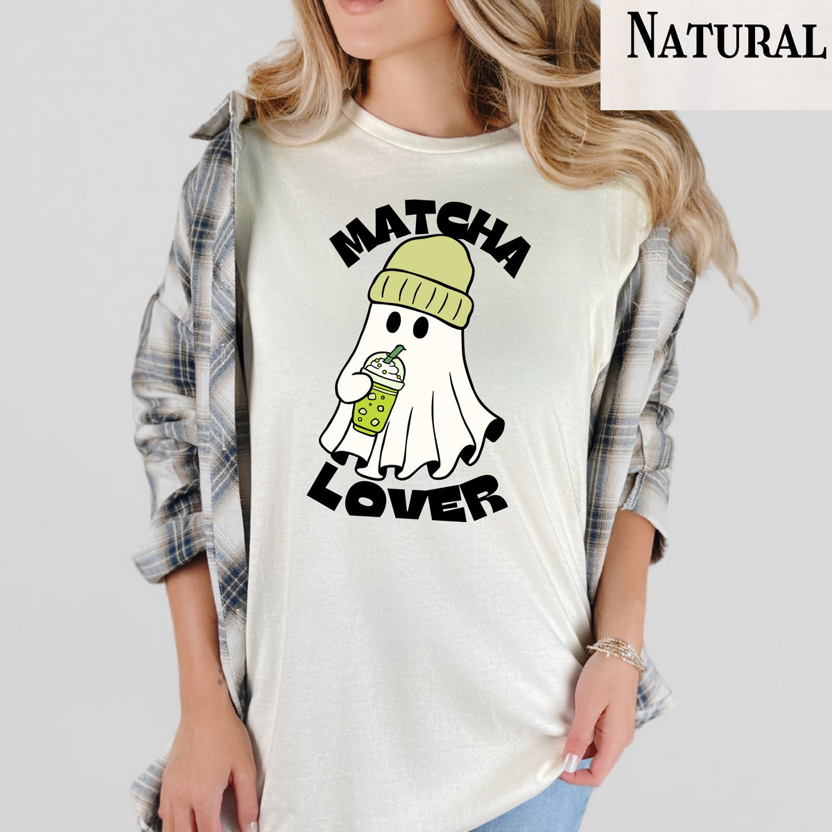 Matcha Lover ghost graphic T-Shirt | Cute matcha tea design