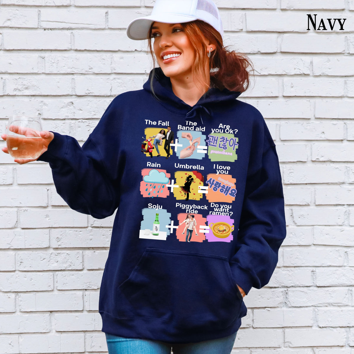 Funny K-drama Mashup Hoodie, Korean Aesthetic Binge Watcher Gift for Her, Cute Graphic Hoodie, Iconic Tropes, Korean Style Cozy Sweatshirt