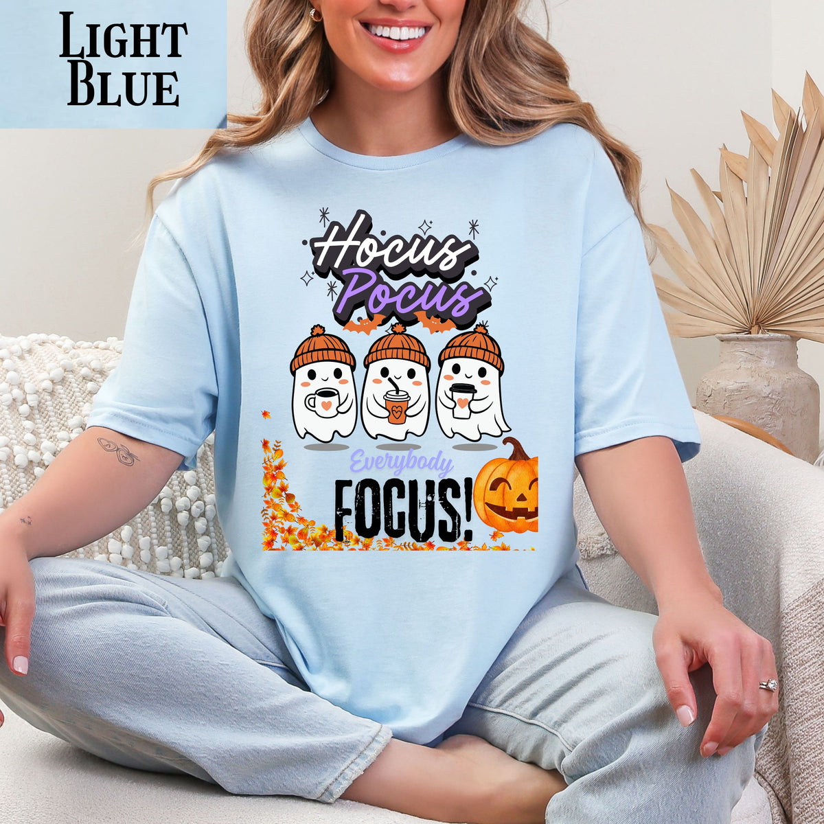 Hocus Pocus Halloween T-Shirt with Ghost Design, Fall Tee, Spooky Cute Halloween Shirt for teachers, Trick-or-Treat, Fall Celebrations