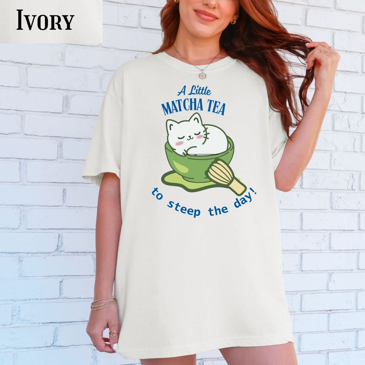 Matcha Cat T-Shirt: Cozy Tea Lover Gift with Cat in a cup