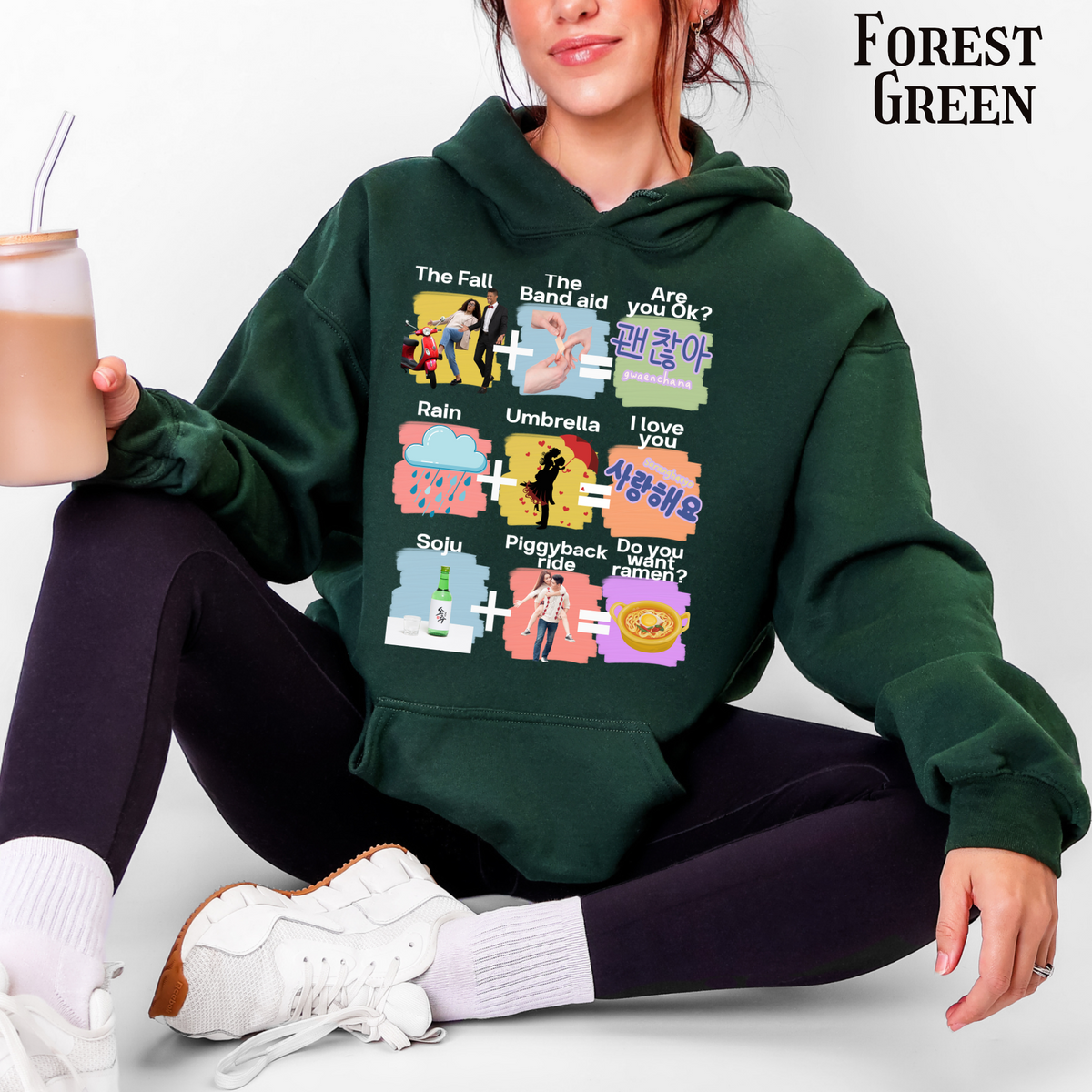 Funny K-drama Mashup Hoodie, Korean Aesthetic Binge Watcher Gift for Her, Cute Graphic Hoodie, Iconic Tropes, Korean Style Cozy Sweatshirt